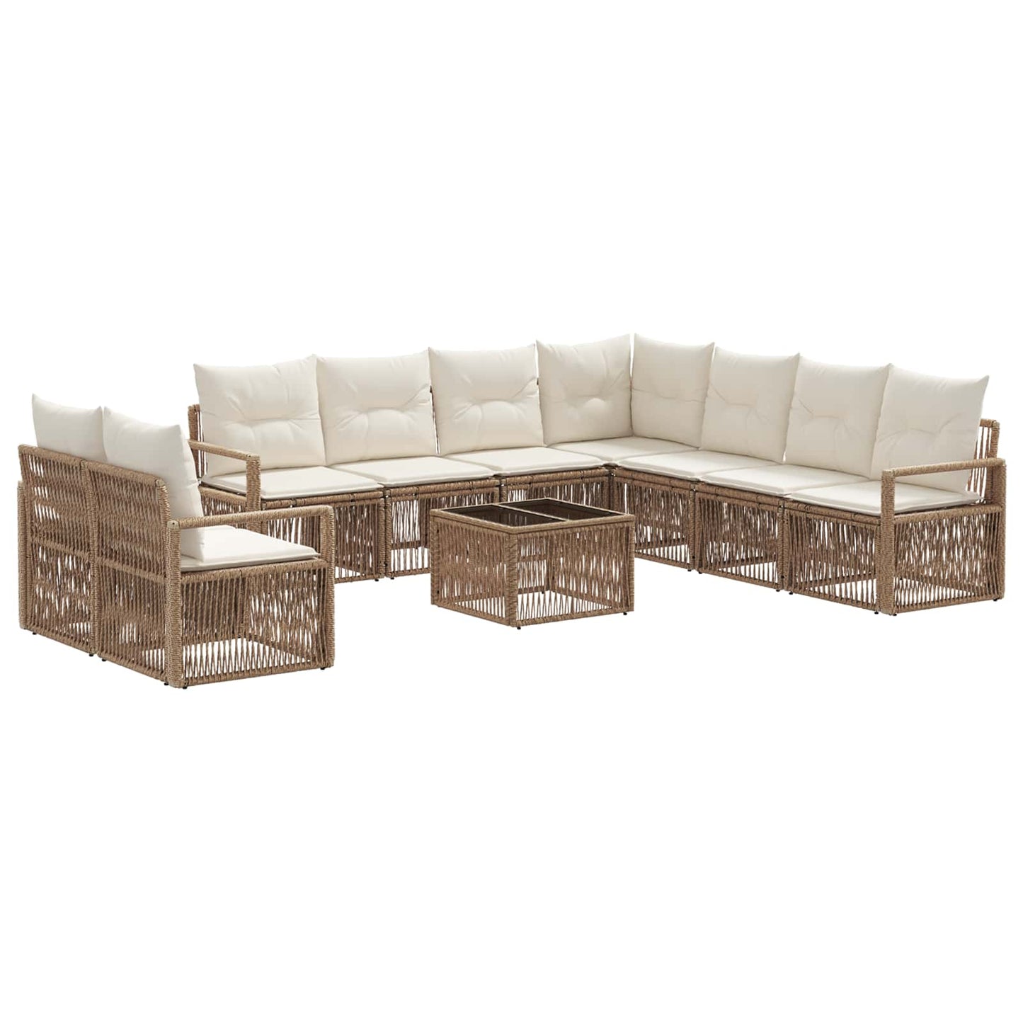 Gartensofa-set 10 pcs Beige Poly-Rattan
