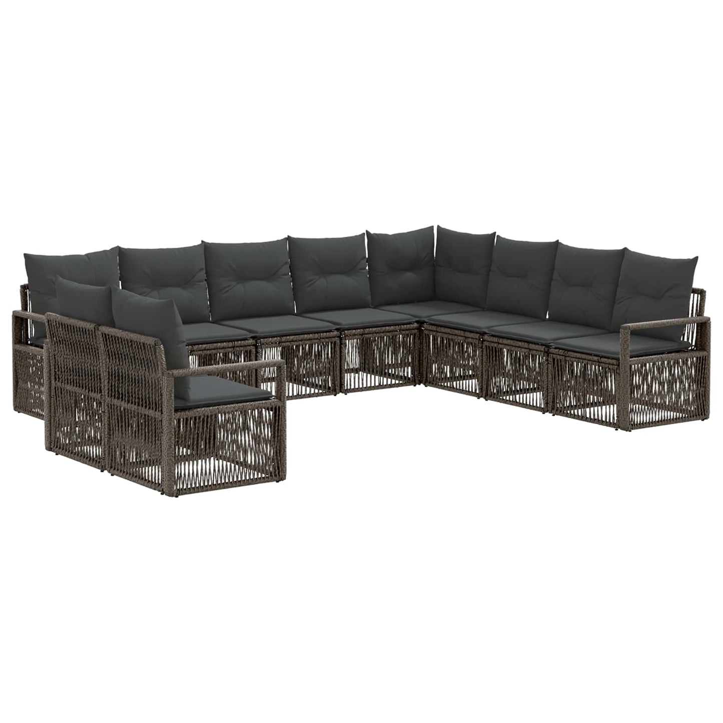 Gartensofa-set 10 pcs Grau Poly-Rattan