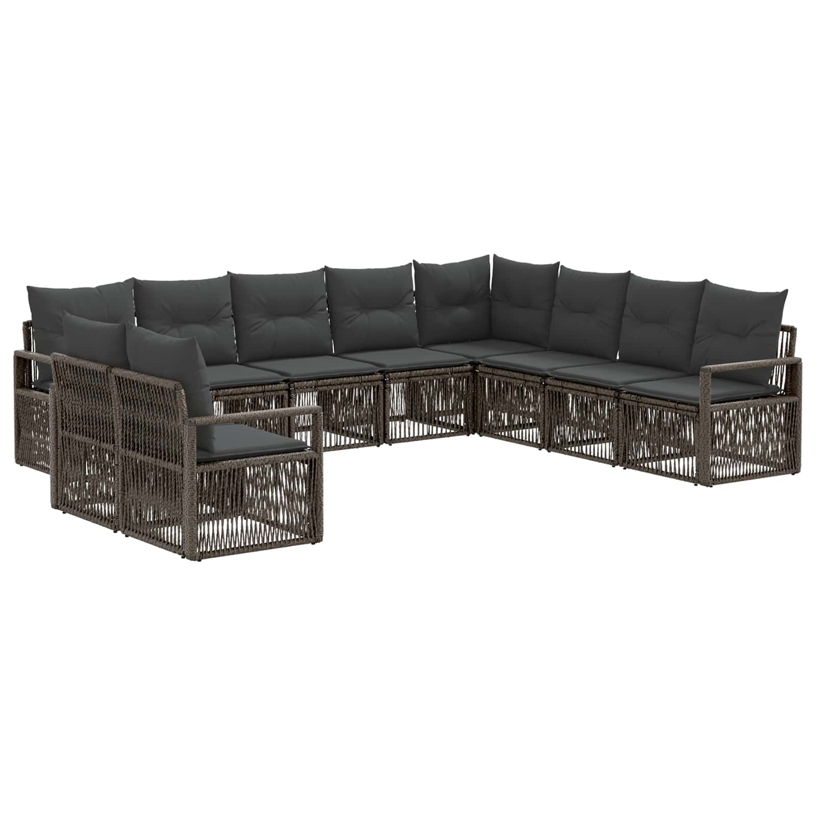 Gartensofa-set 10 pcs Grau Poly-Rattan