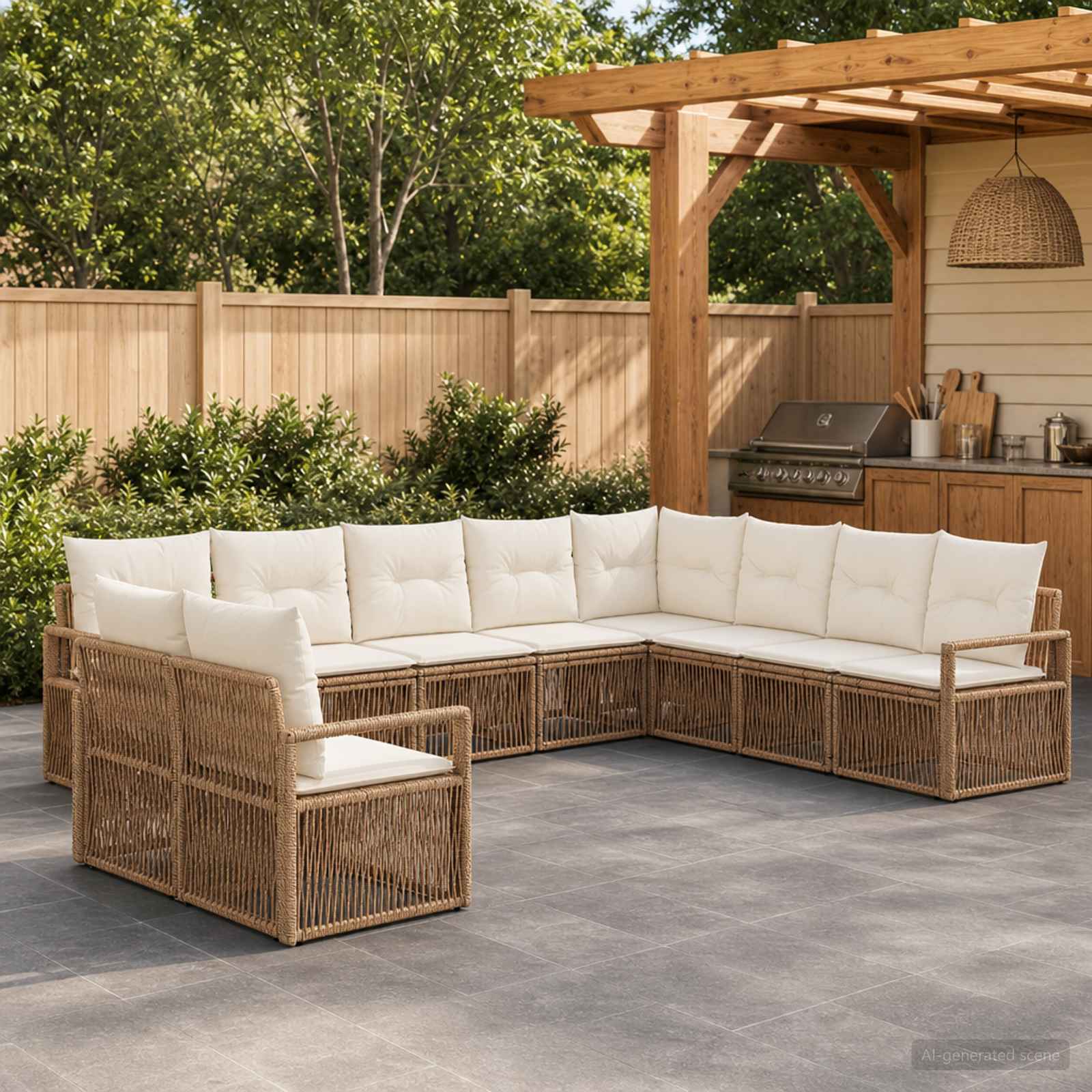 Gartensofa-set 10 pcs Beige Poly-Rattan