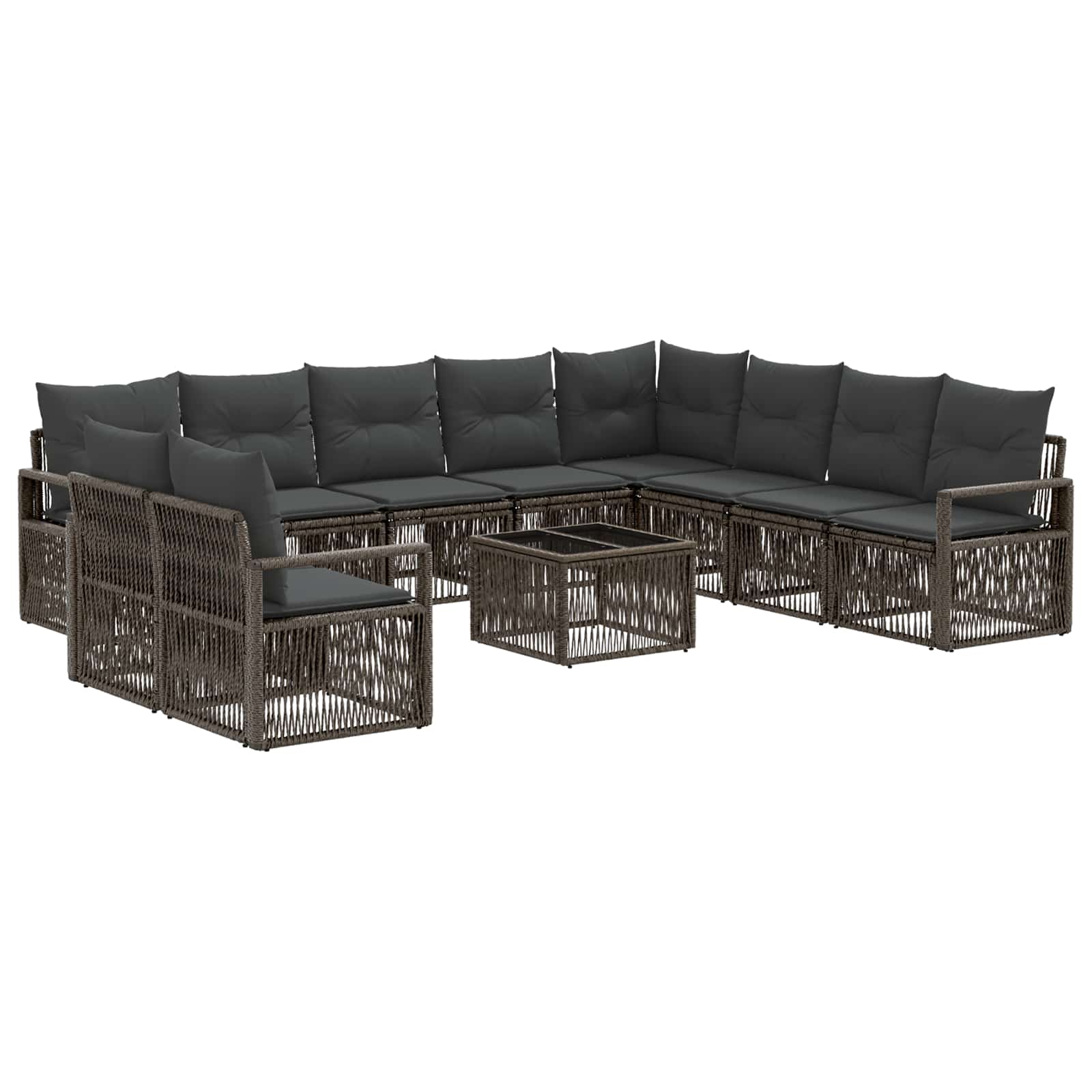 Gartensofa-set 11 stk. Grau Poly-Rattan