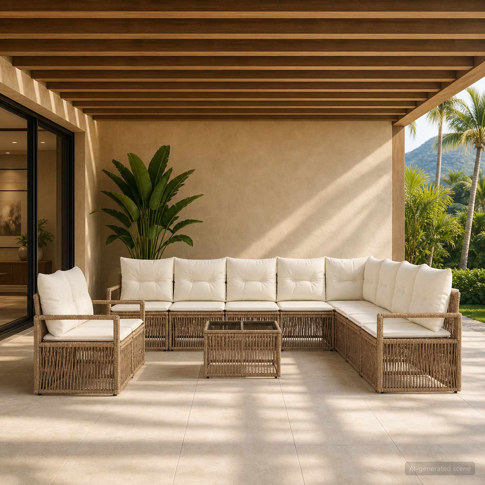 Gartensofa-set 11 pcs Beige Poly-Rattan