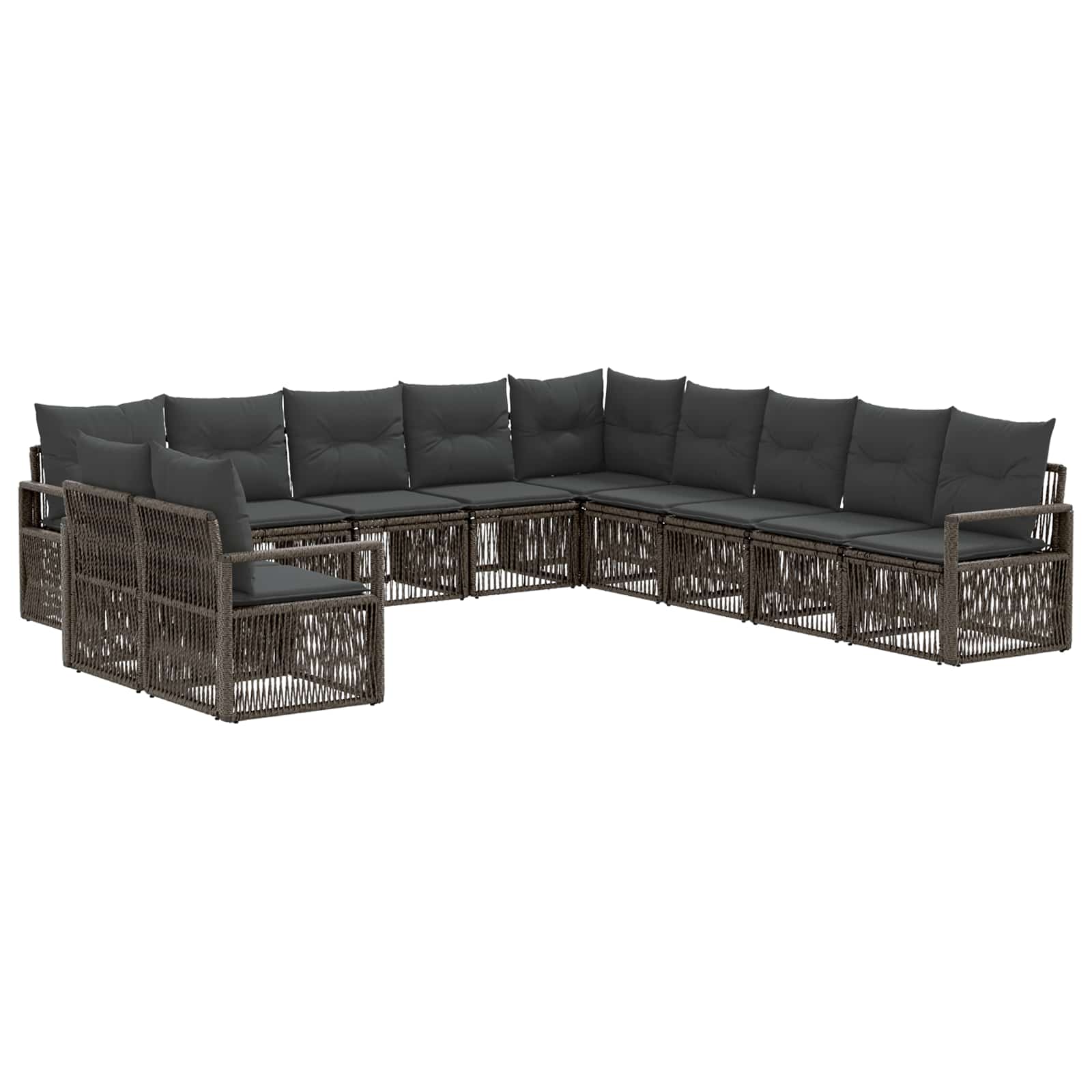 Gartensofa-set 11 pcs Grau Poly-Rattan
