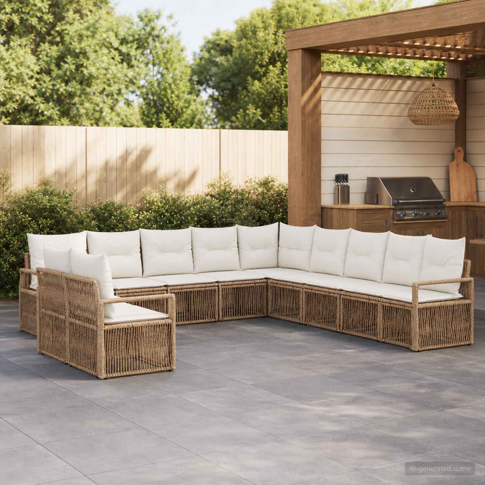 Gartensofa-set 11 pcs Beige Poly-Rattan