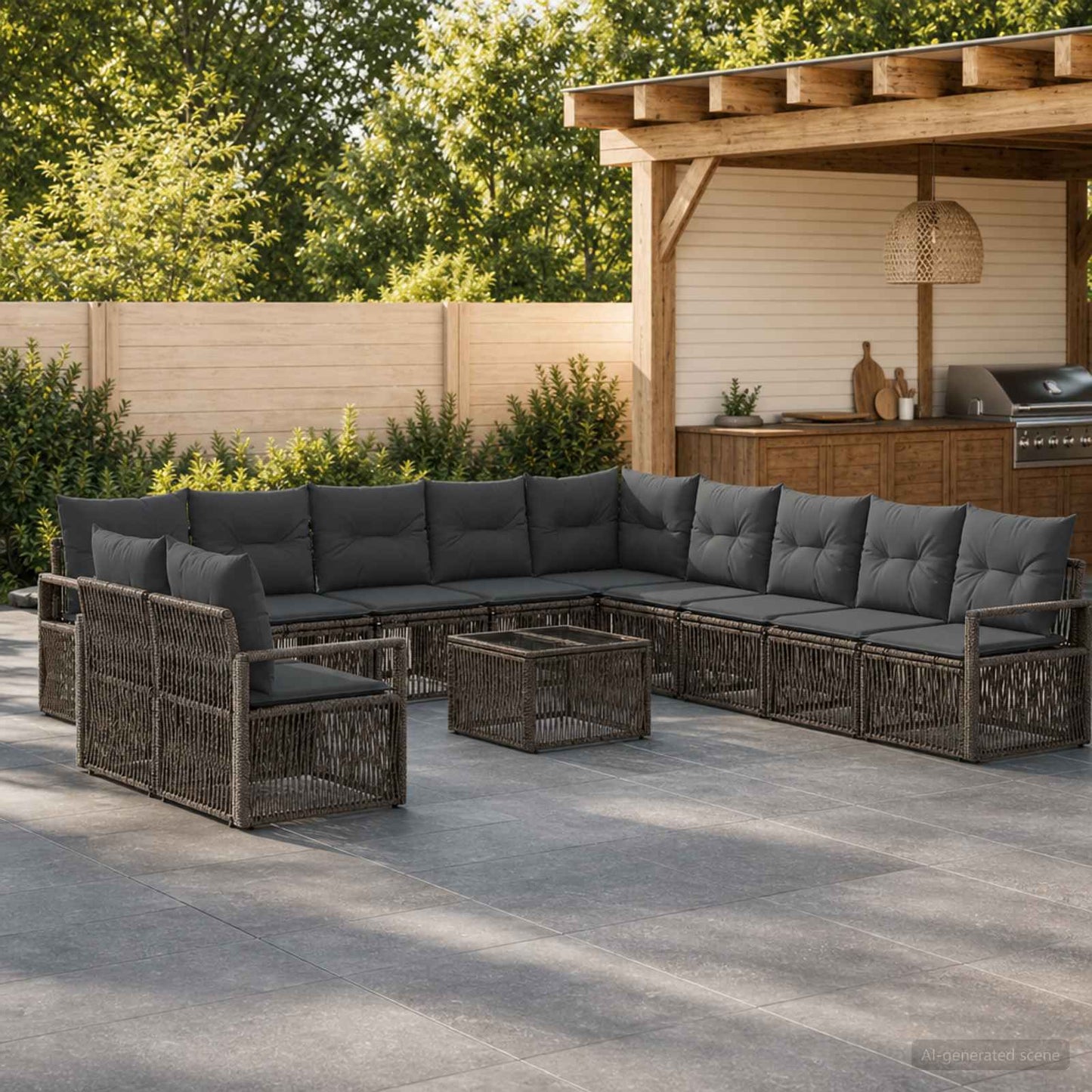 Gartensofa-set 12 stk. Grau Poly-Rattan