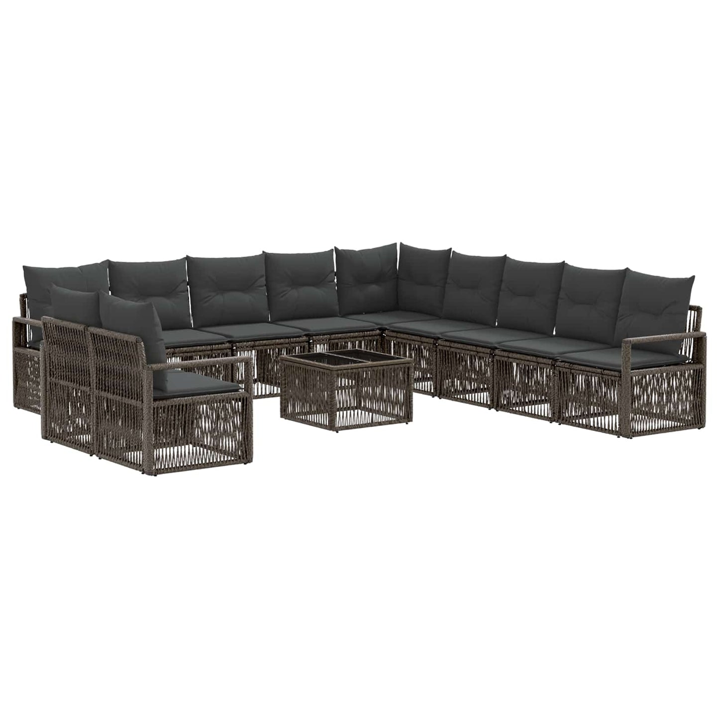 Gartensofa-set 12 stk. Grau Poly-Rattan