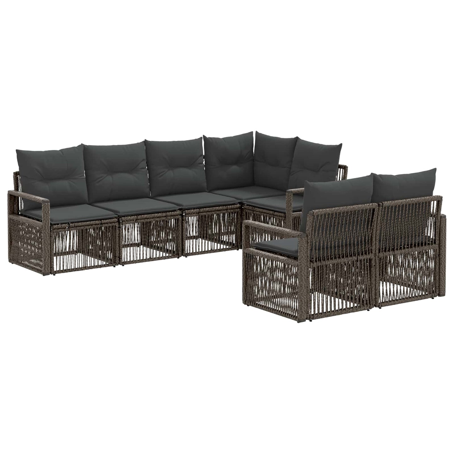 Gartensofa-set 7 stk. 7-Sitzanzahl Grau Poly-Rattan