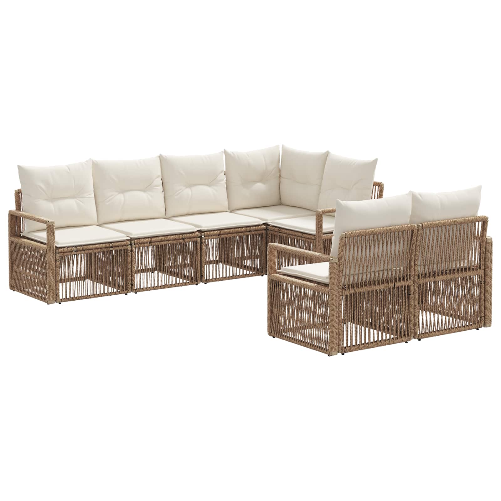 Gartensofa-set 7 stk. 7-Sitzanzahl Beige Poly-Rattan