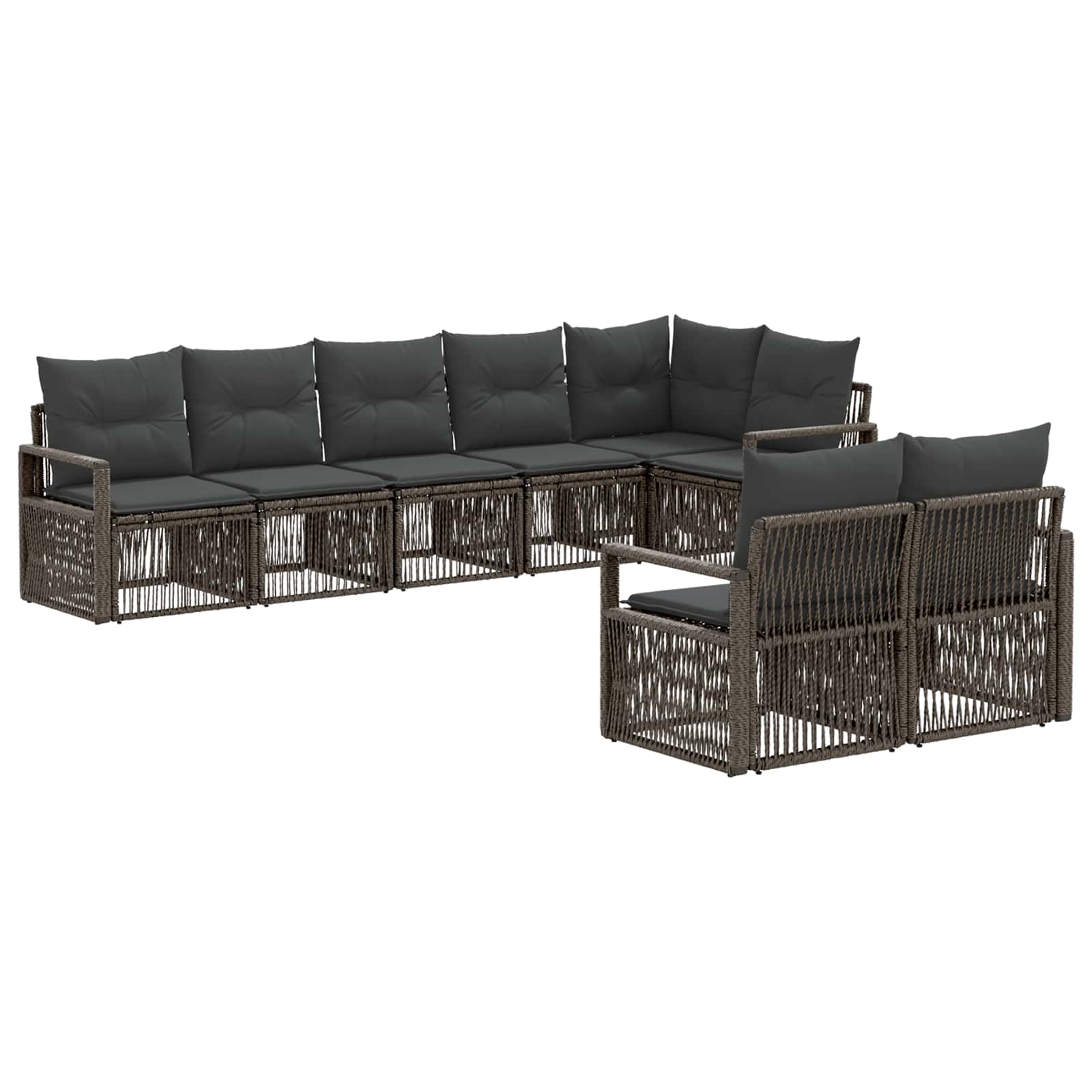 Gartensofa-set 8 pcs Grau Poly-Rattan