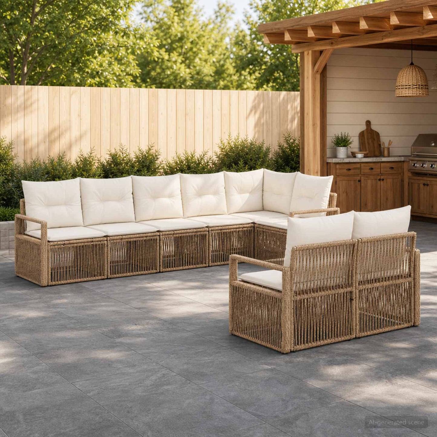 Gartensofa-set 8 pcs Beige Poly-Rattan