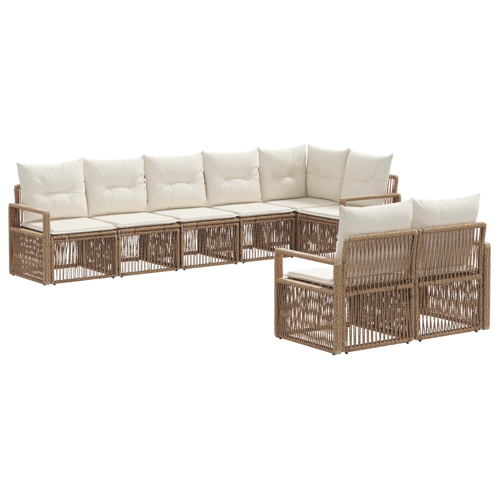 Gartensofa-set 8 pcs Beige Poly-Rattan