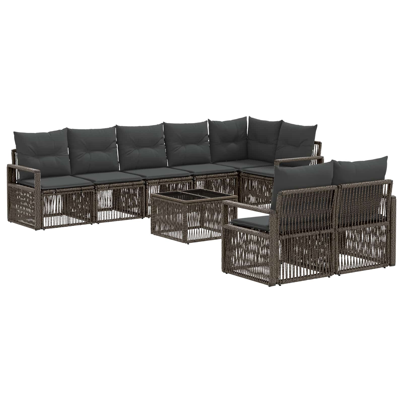 Gartensofa-set 9 stk. Grau Poly-Rattan