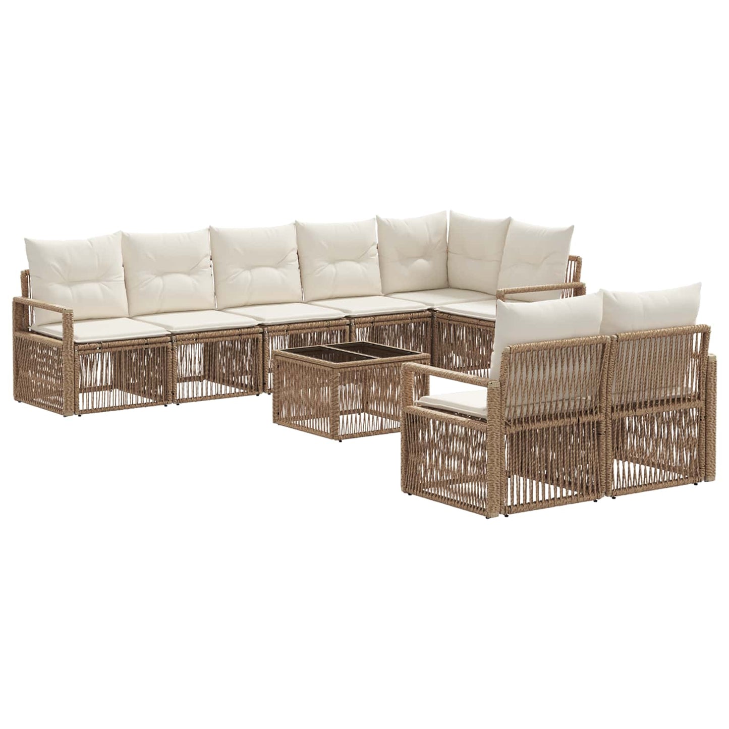 Gartensofa-set 9 pcs Beige Poly-Rattan