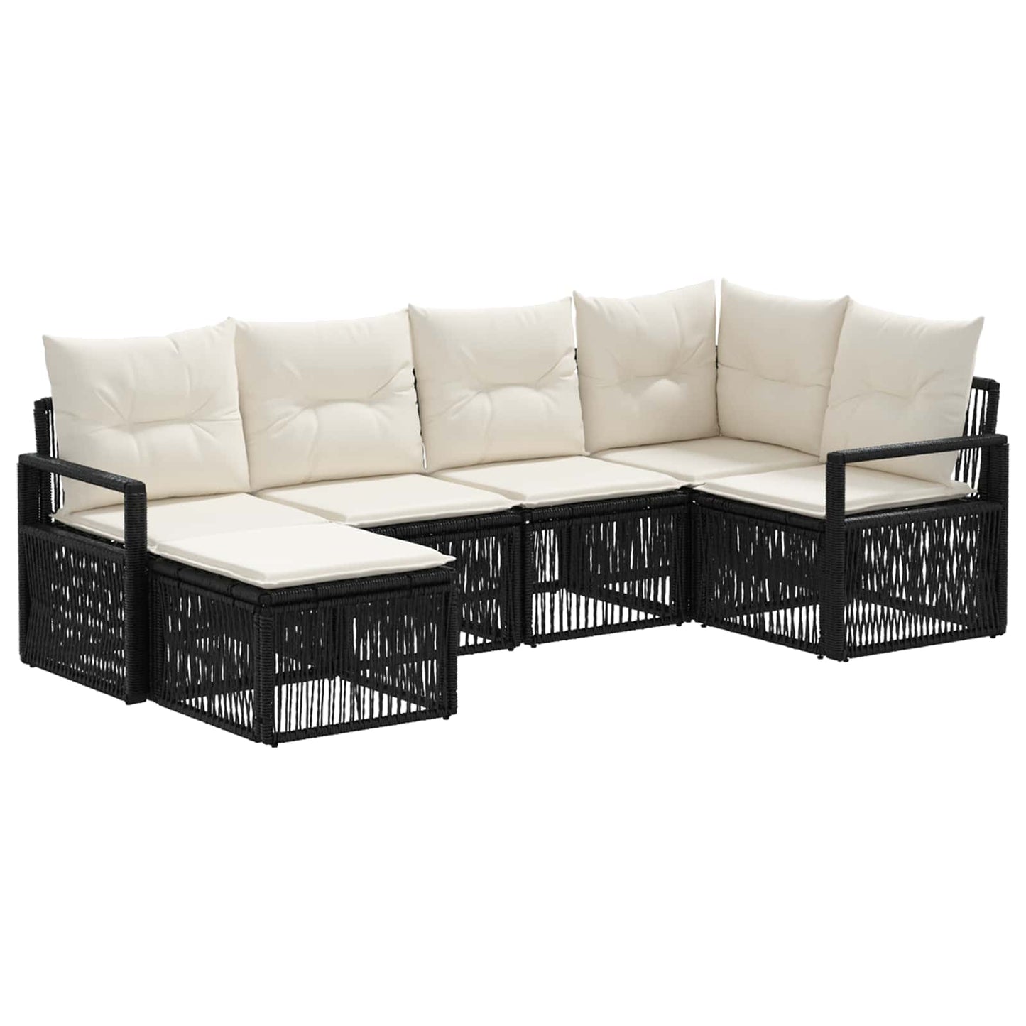 Gartensofa-set 6 stk. Schwarz Poly-Rattan