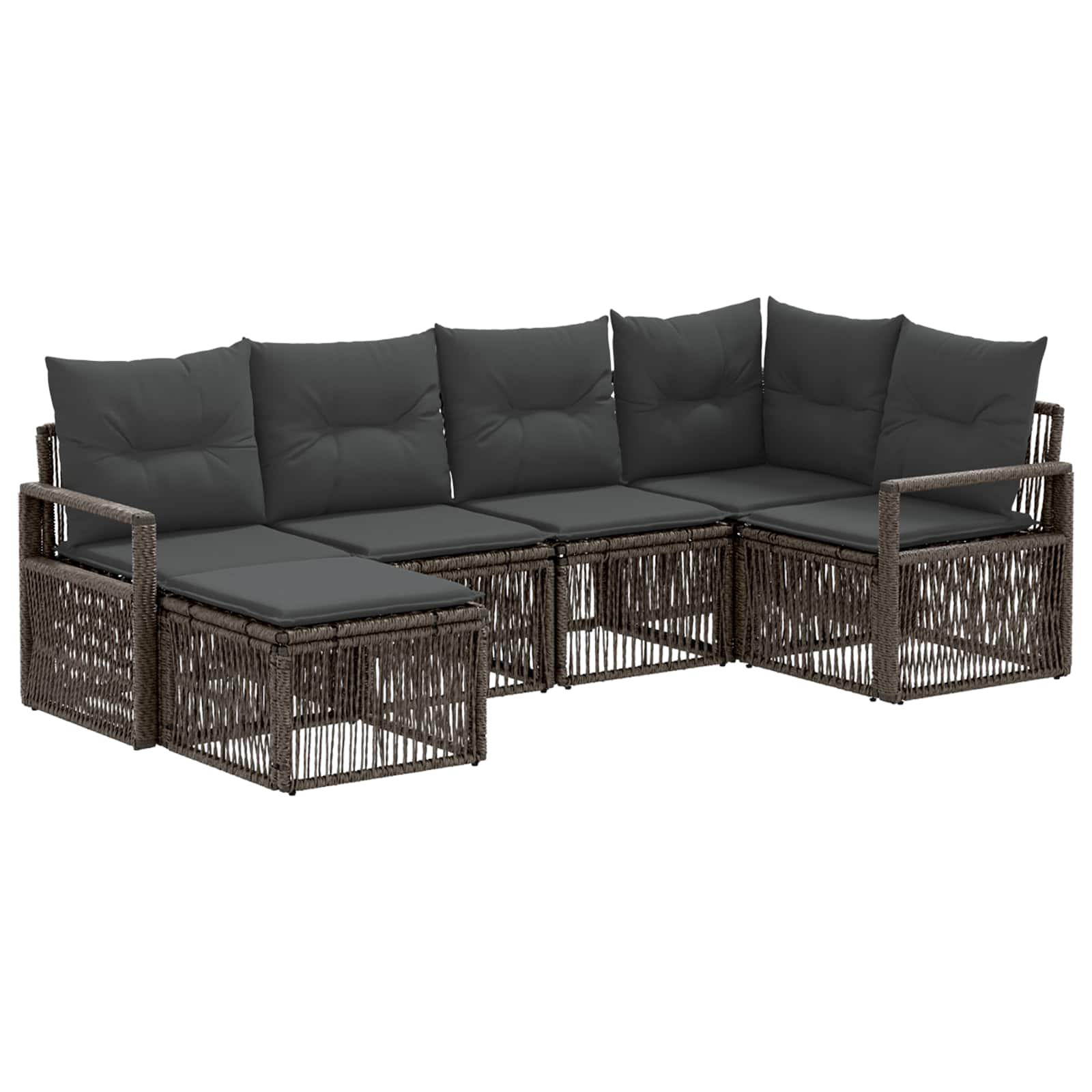 Gartensofa-set 6 stk. Grau Poly-Rattan