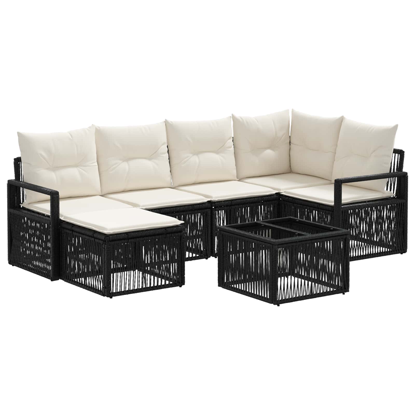 Gartensofa-set 7 stk. Schwarz Poly-Rattan