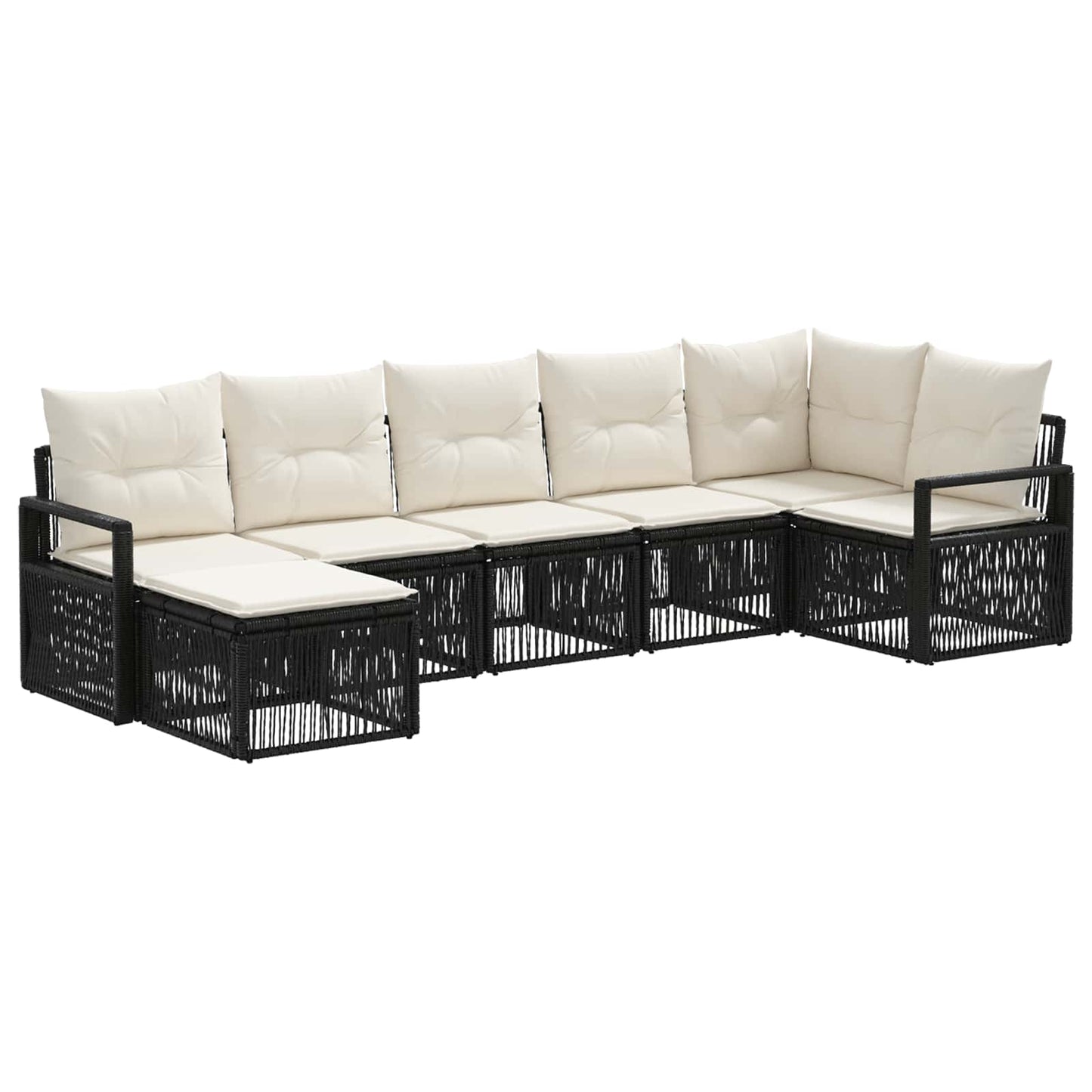 Gartensofa-set 7 stk. Schwarz Poly-Rattan
