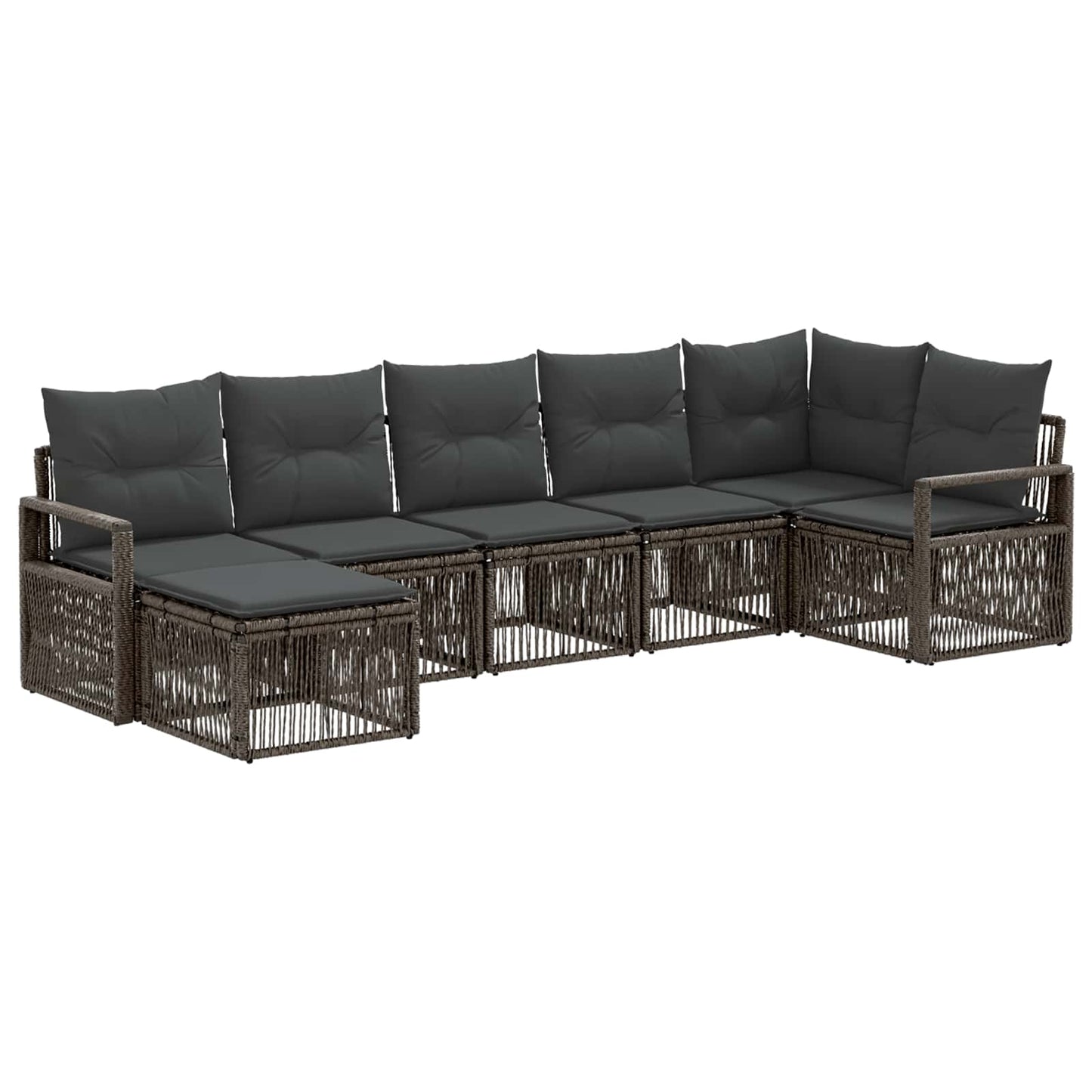 Gartensofa-set 7 pcs Grau Poly-Rattan