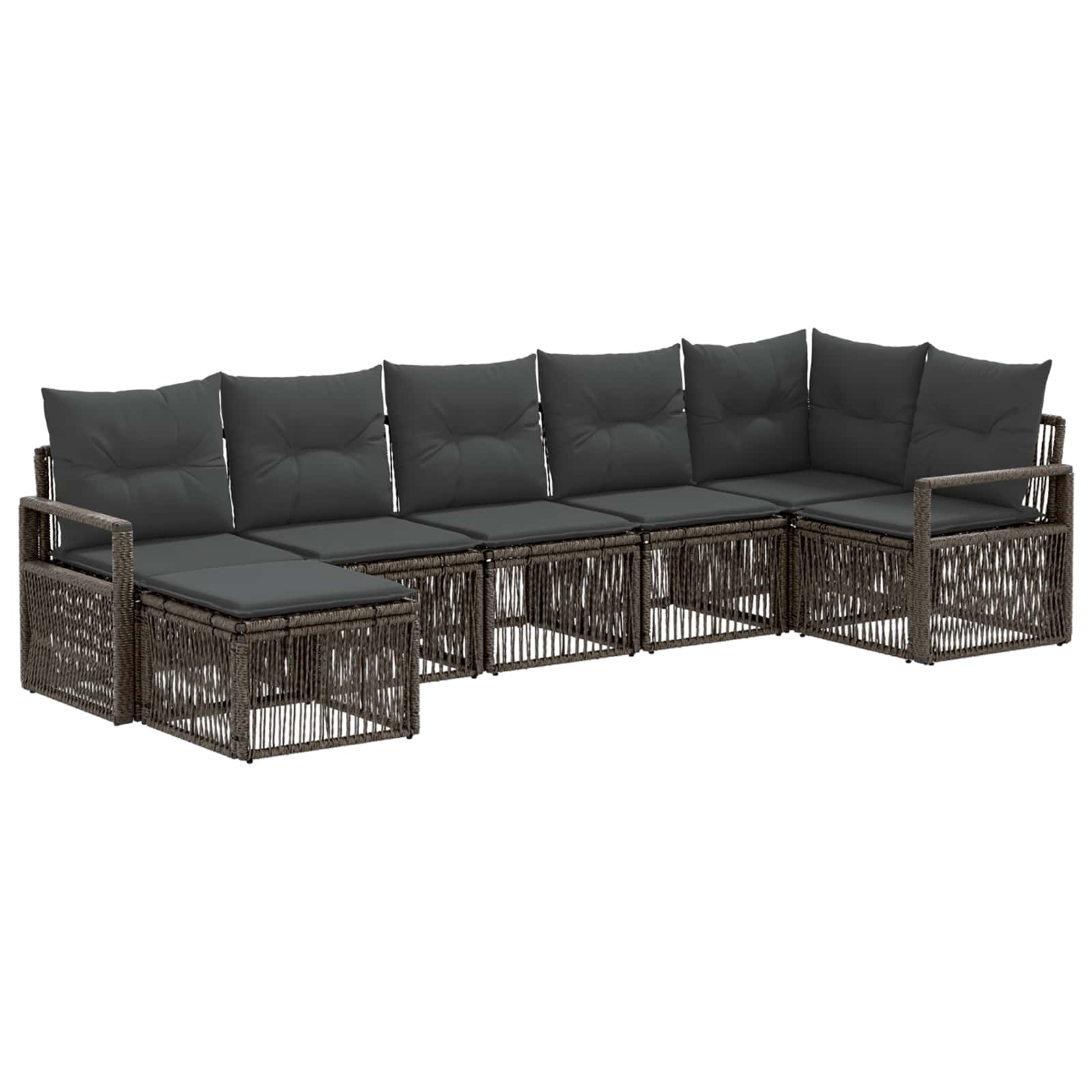 Gartensofa-set 7 pcs Grau Poly-Rattan