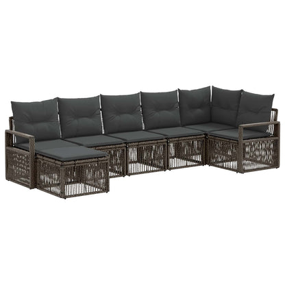 Gartensofa-set 7 stk. Grau Poly-Rattan