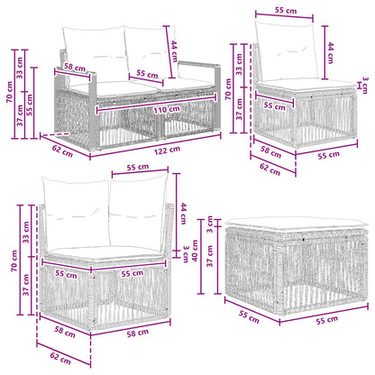 Gartensofa-set 7 stk. Grau Poly-Rattan