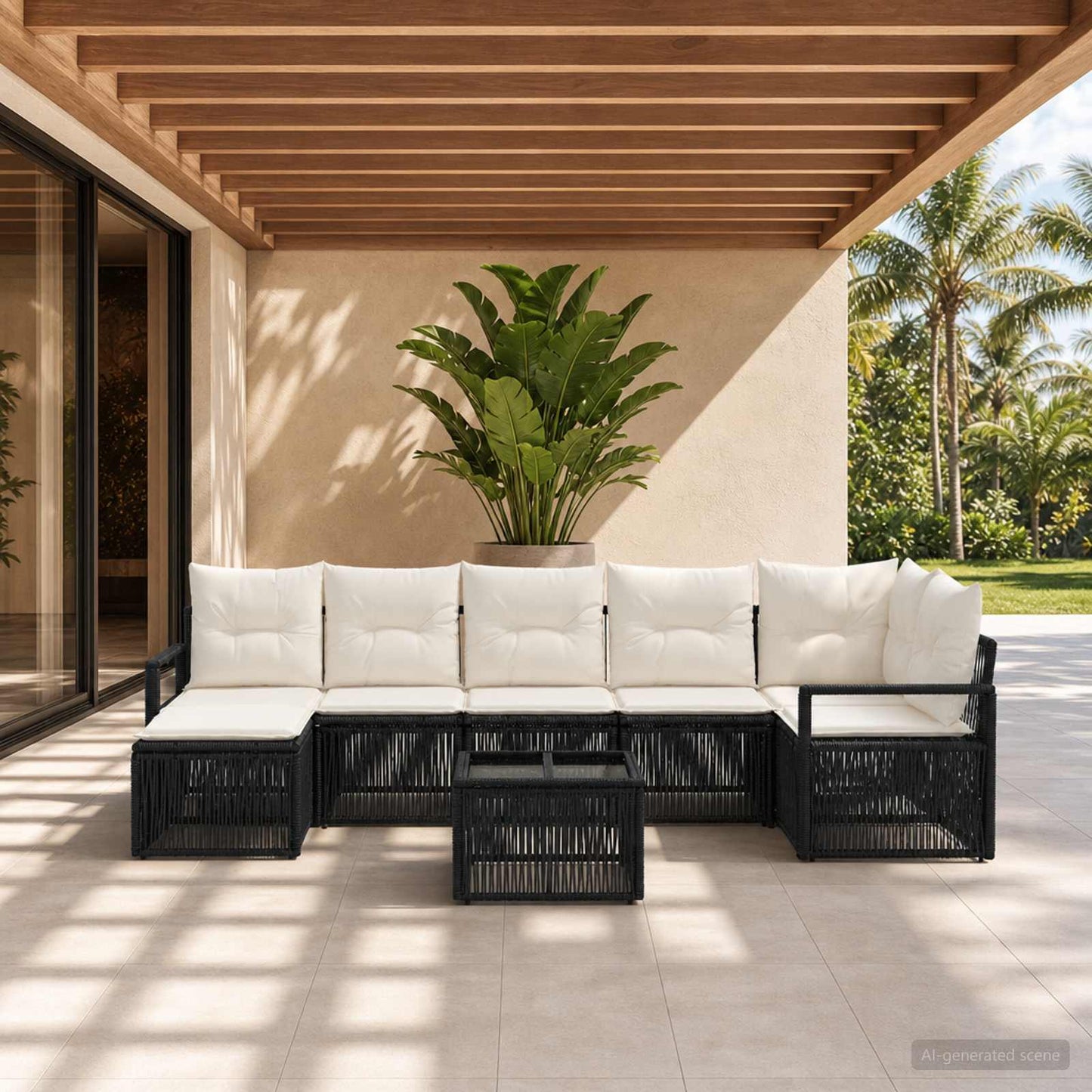 Gartensofa-set 8 stk. Schwarz Poly-Rattan