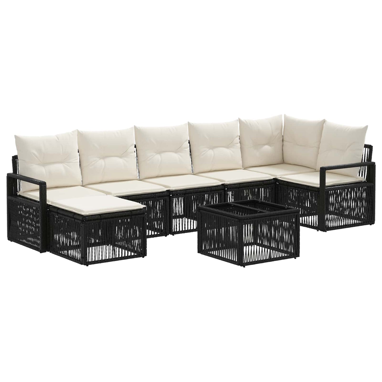 Gartensofa-set 8 stk. Schwarz Poly-Rattan