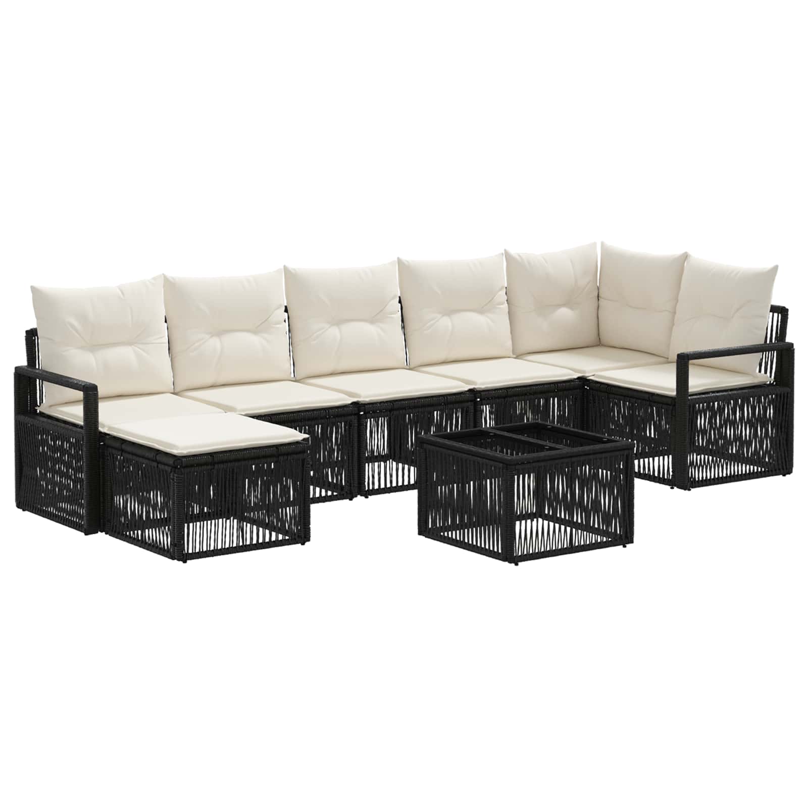 Gartensofa-set 8 stk. Schwarz Poly-Rattan