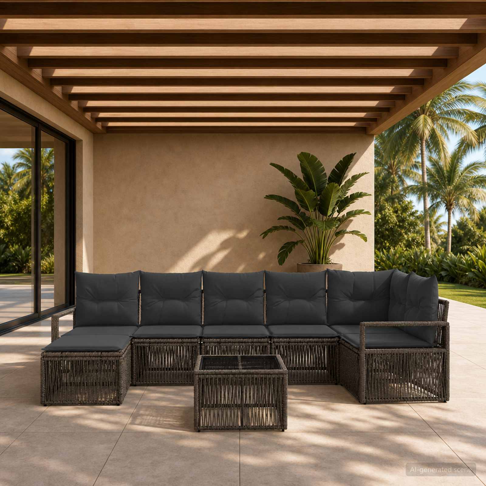 Gartensofa-set 8 stk. Grau Poly-Rattan
