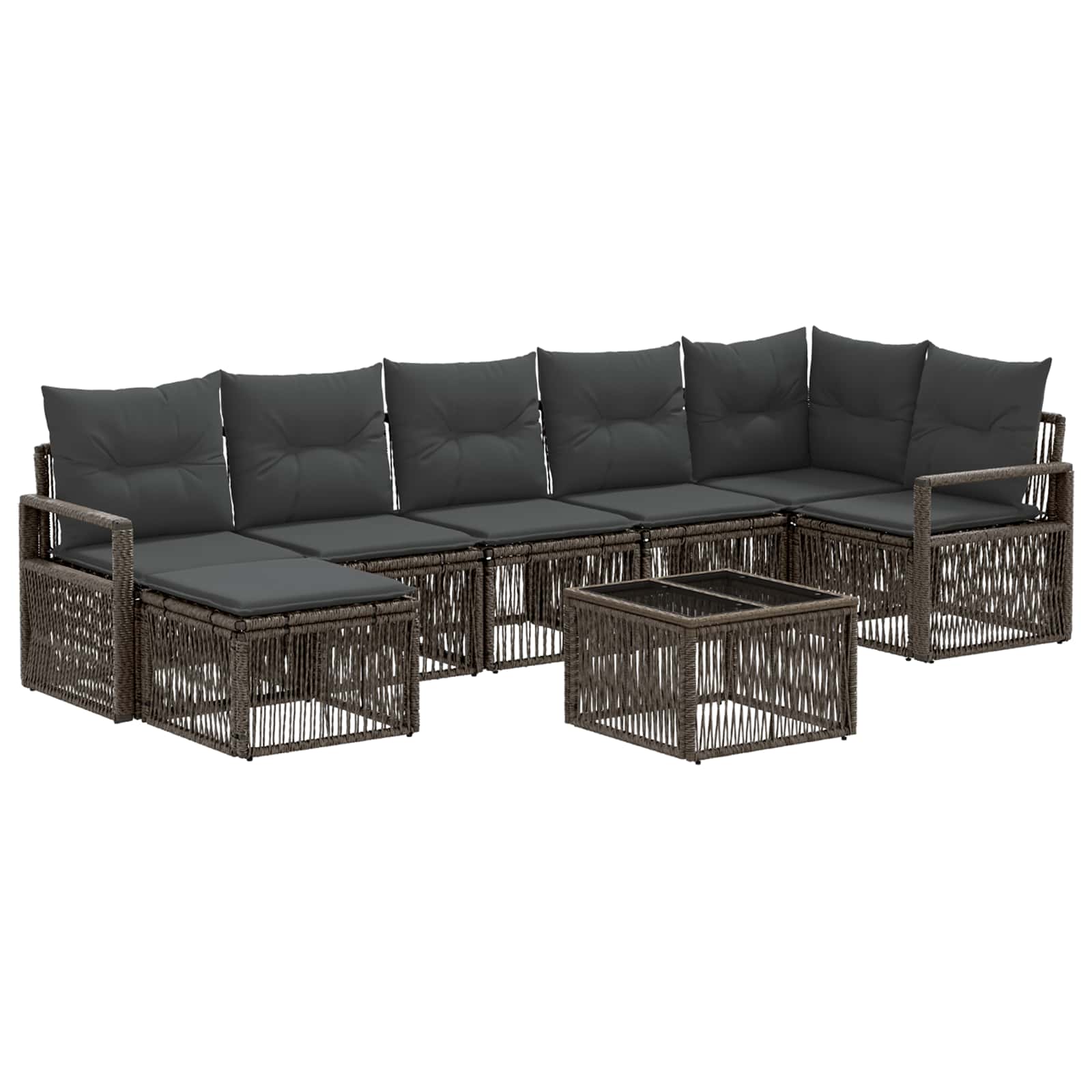 Gartensofa-set 8 stk. Grau Poly-Rattan
