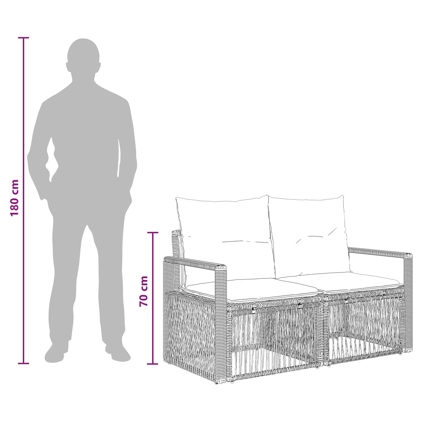 Gartensofa-set 8 stk. Grau Poly-Rattan