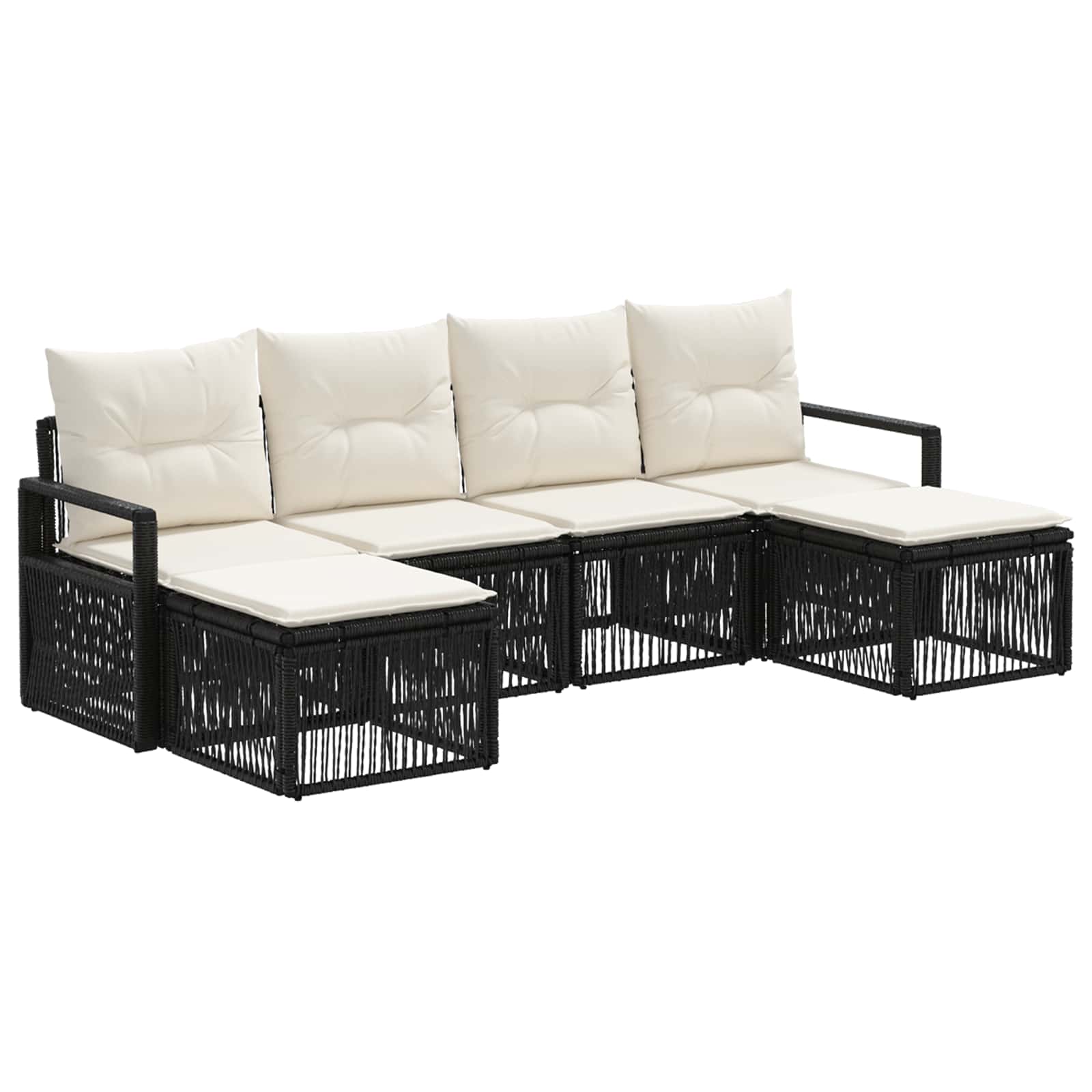 Gartensofa-set 6 pcs Schwarz Poly-Rattan