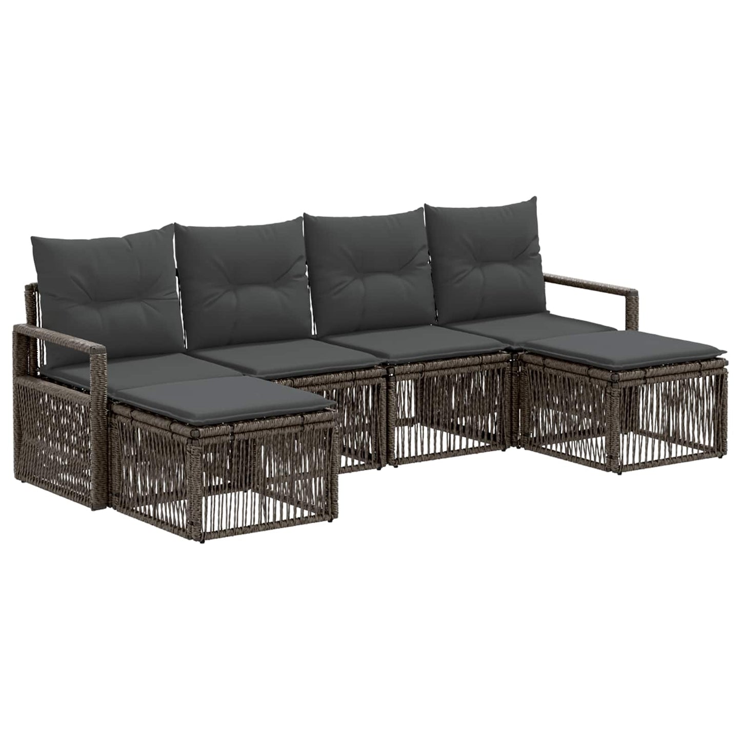 Gartensofa-set 6 stk. Grau Poly-Rattan