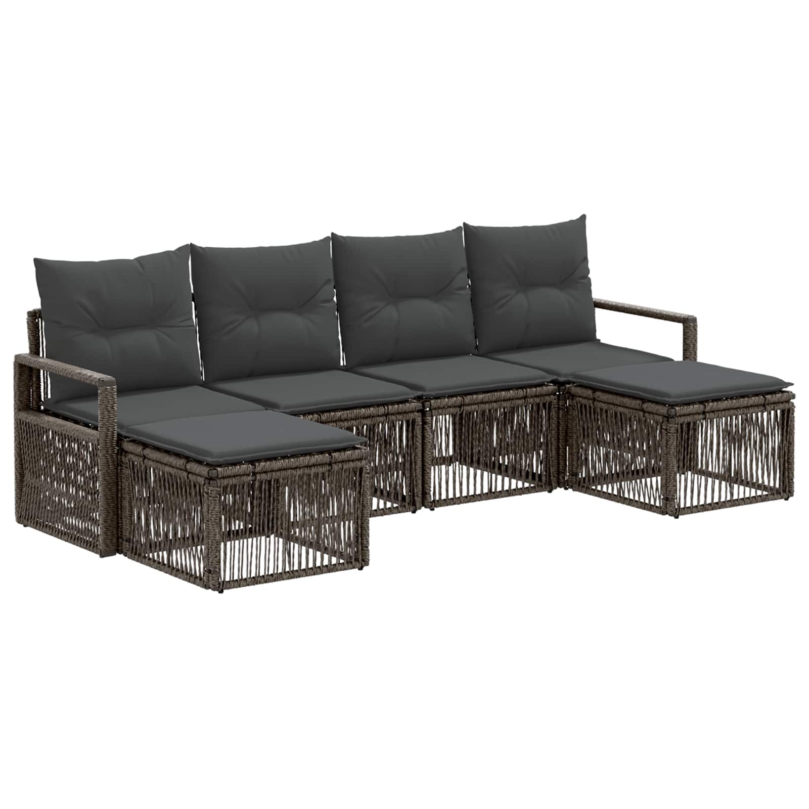 Gartensofa-set 6 stk. Grau Poly-Rattan