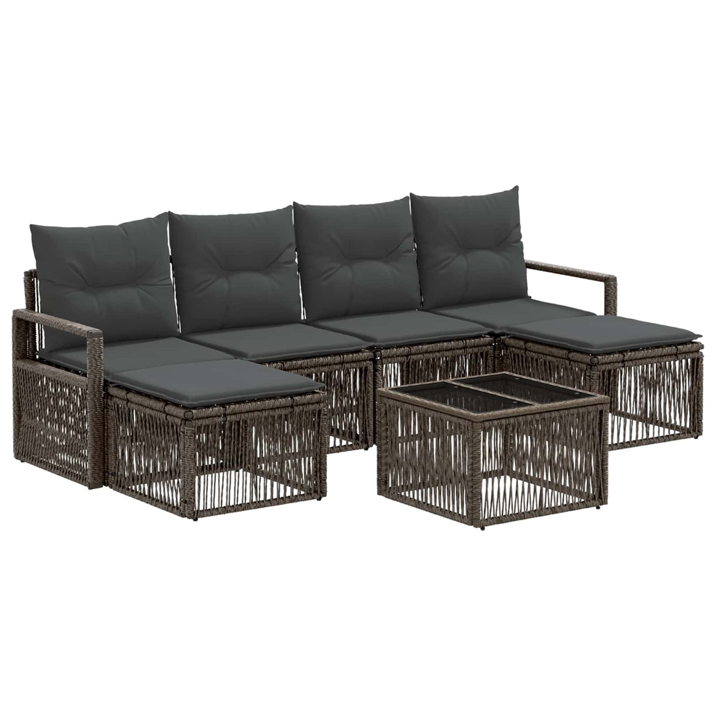 Gartensofa-set 7 stk. Grau Poly-Rattan