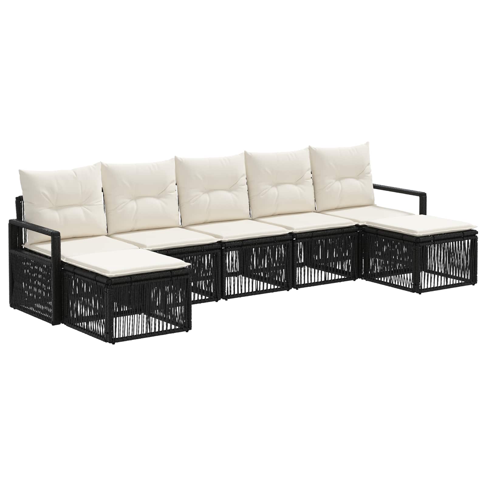 Gartensofa-set 7 stk. Schwarz Poly-Rattan