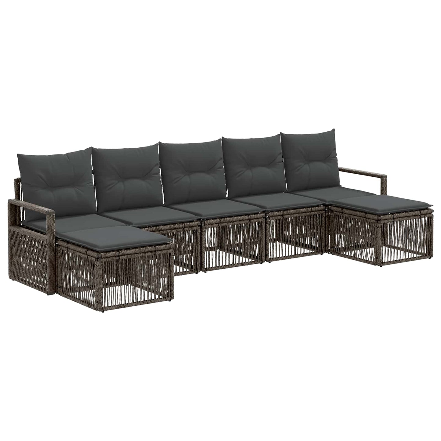 Gartensofa-set 7 stk. Grau Poly-Rattan