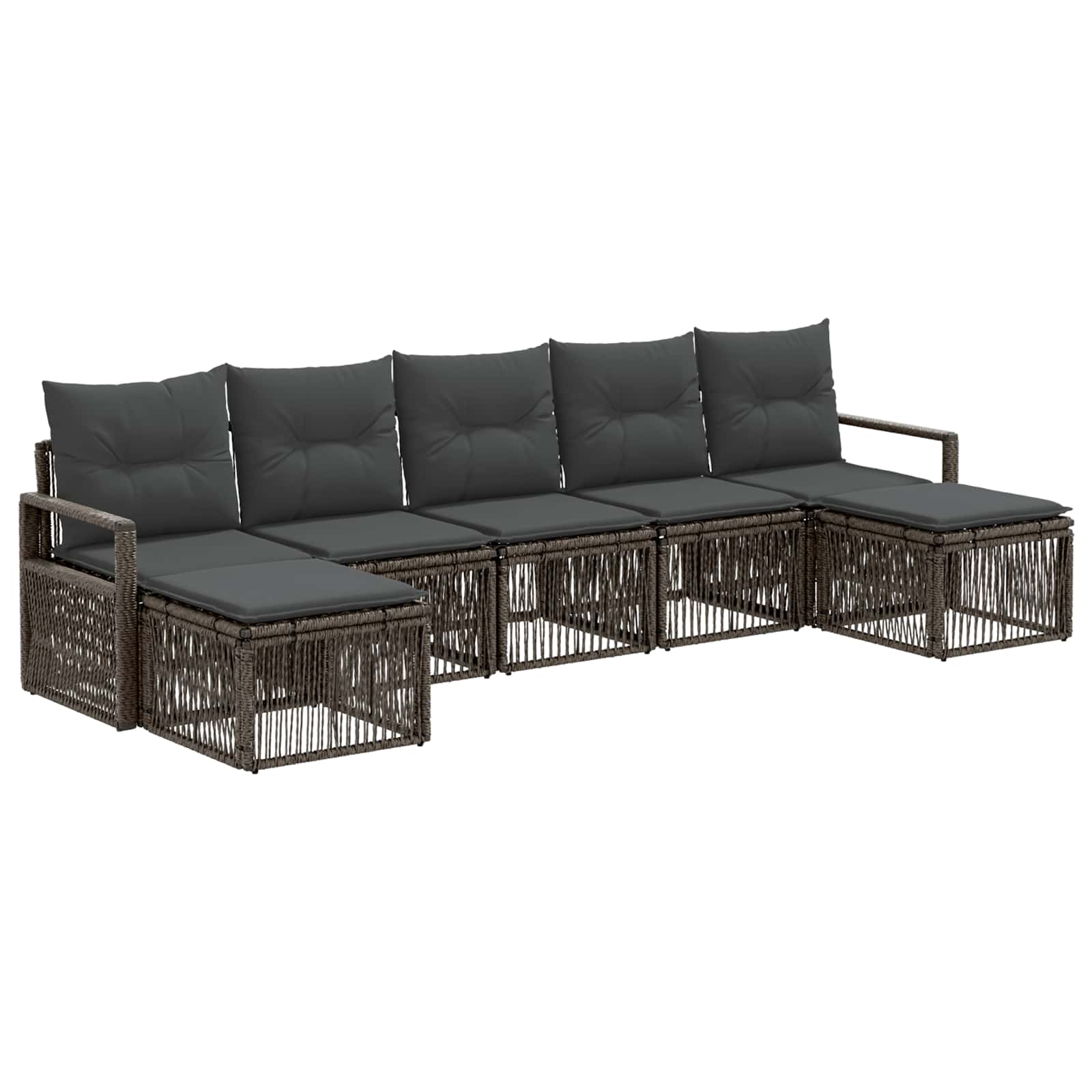 Gartensofa-set 7 stk. Grau Poly-Rattan