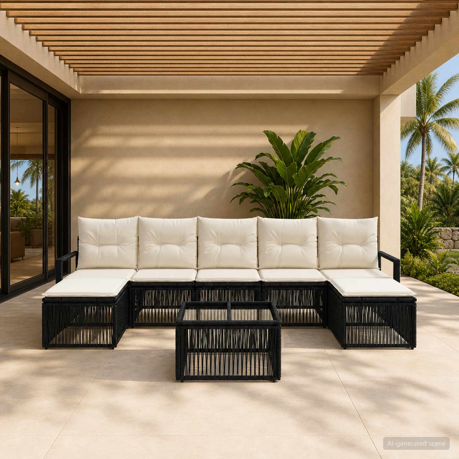 Gartensofa-set 8 stk. Schwarz Poly-Rattan