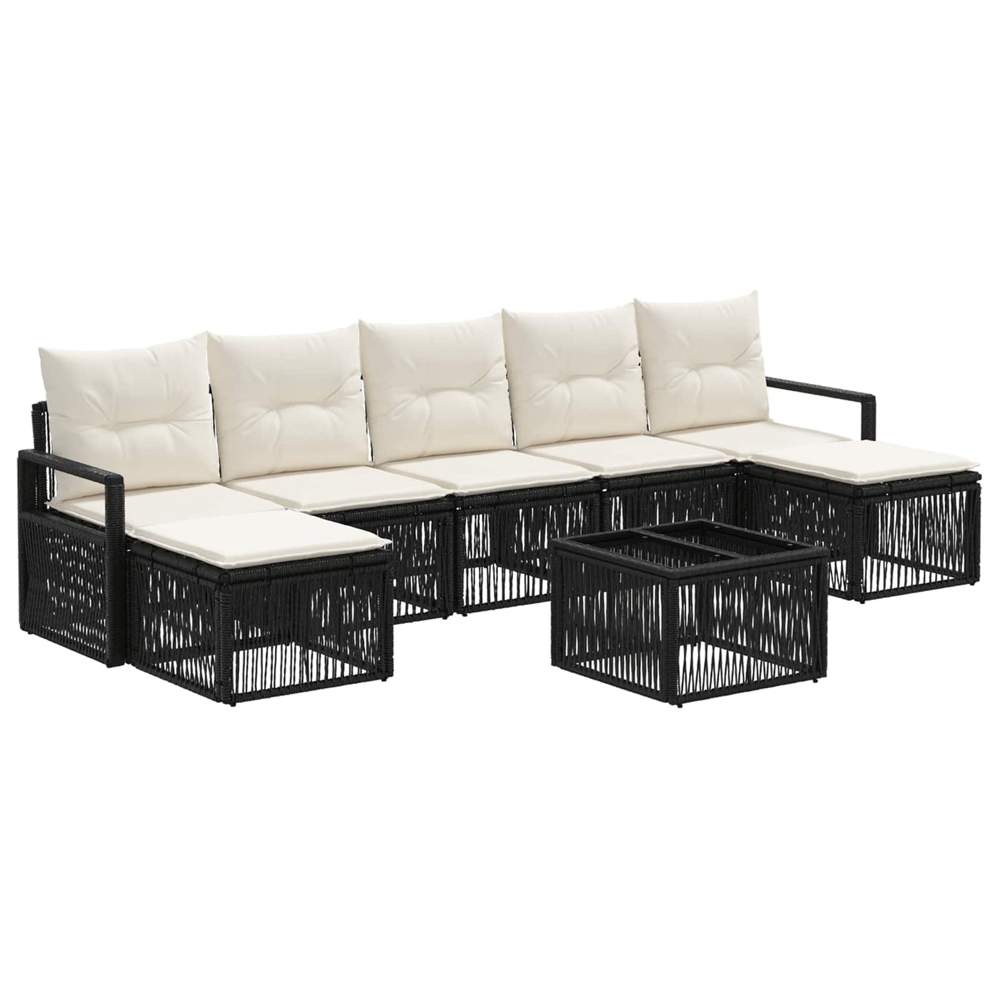 Gartensofa-set 8 stk. Schwarz Poly-Rattan