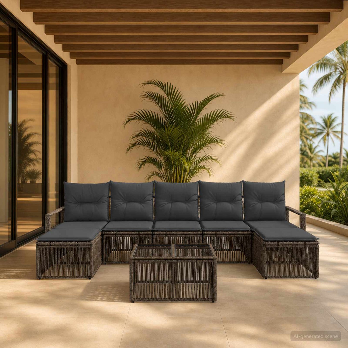 Gartensofa-set 8 stk. Grau Poly-Rattan