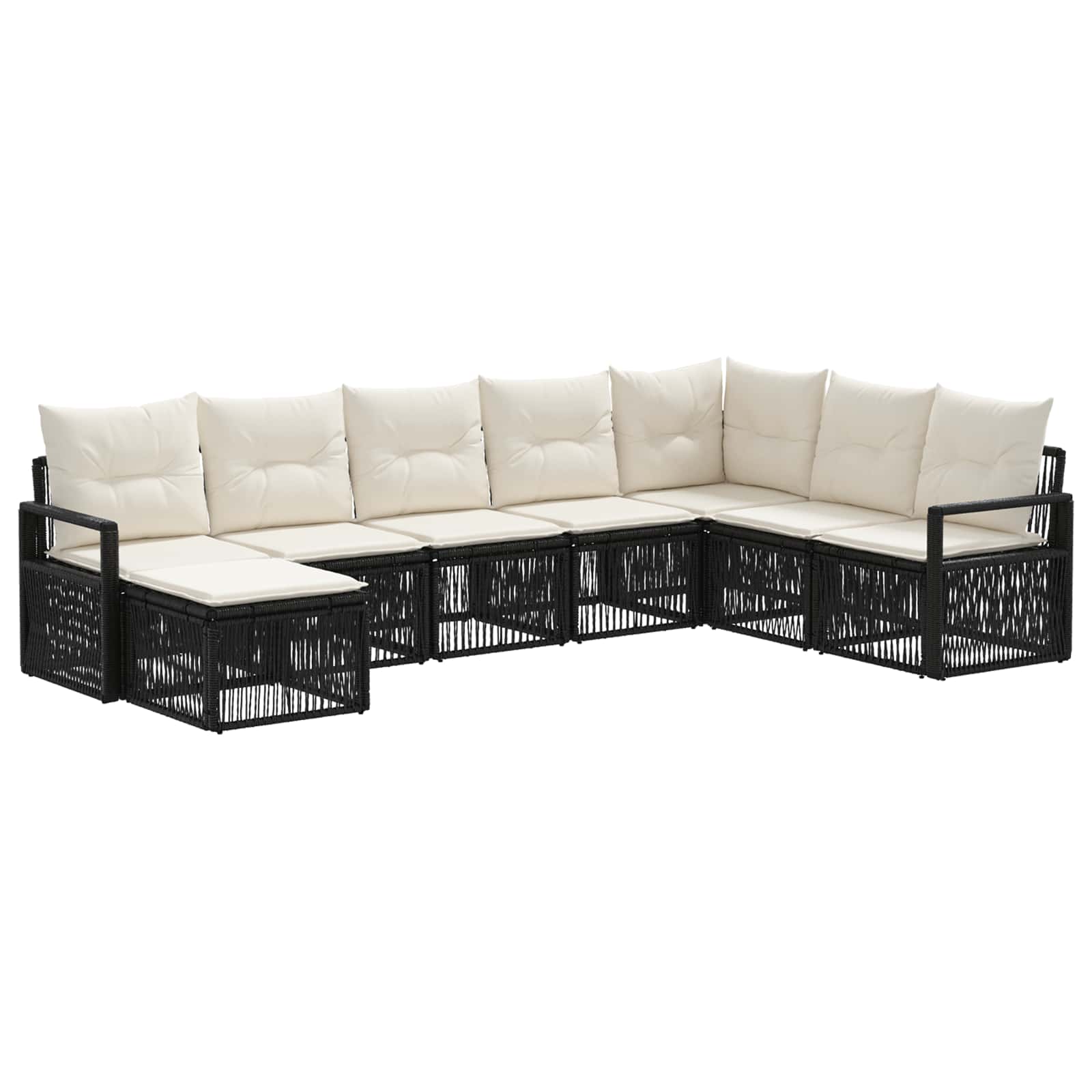 Gartensofa-set 8 stk. Schwarz Poly-Rattan