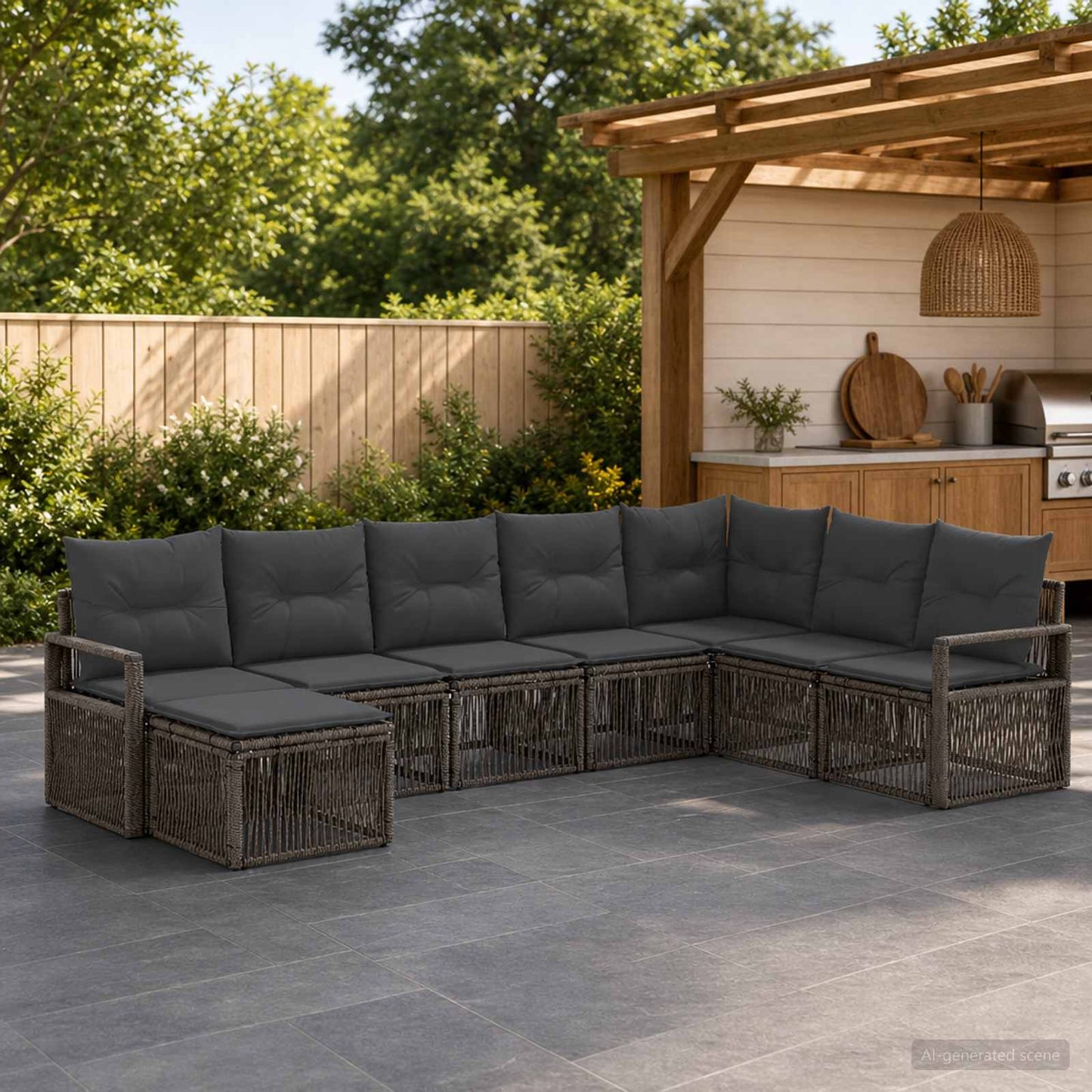 Gartensofa-set 8 stk. Grau Poly-Rattan