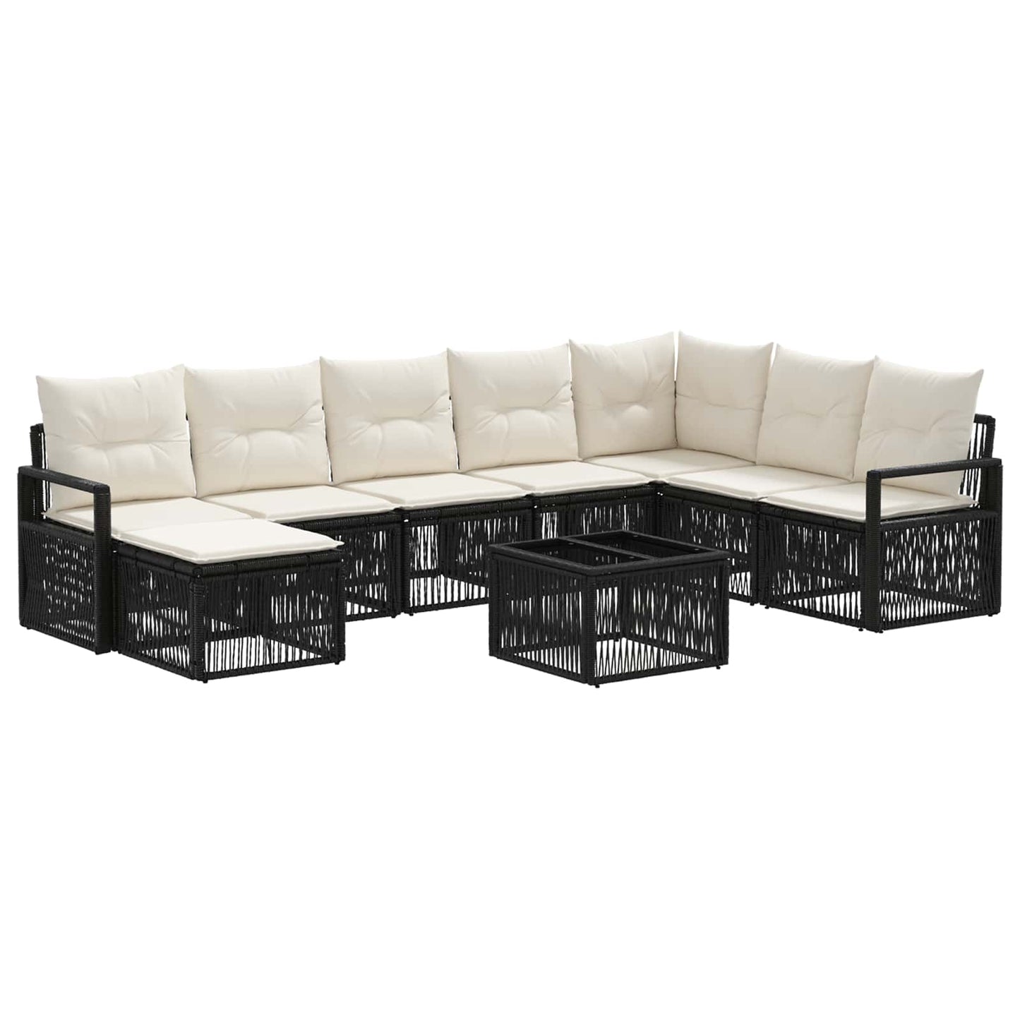 Gartensofa-set 9 stk. Schwarz Poly-Rattan