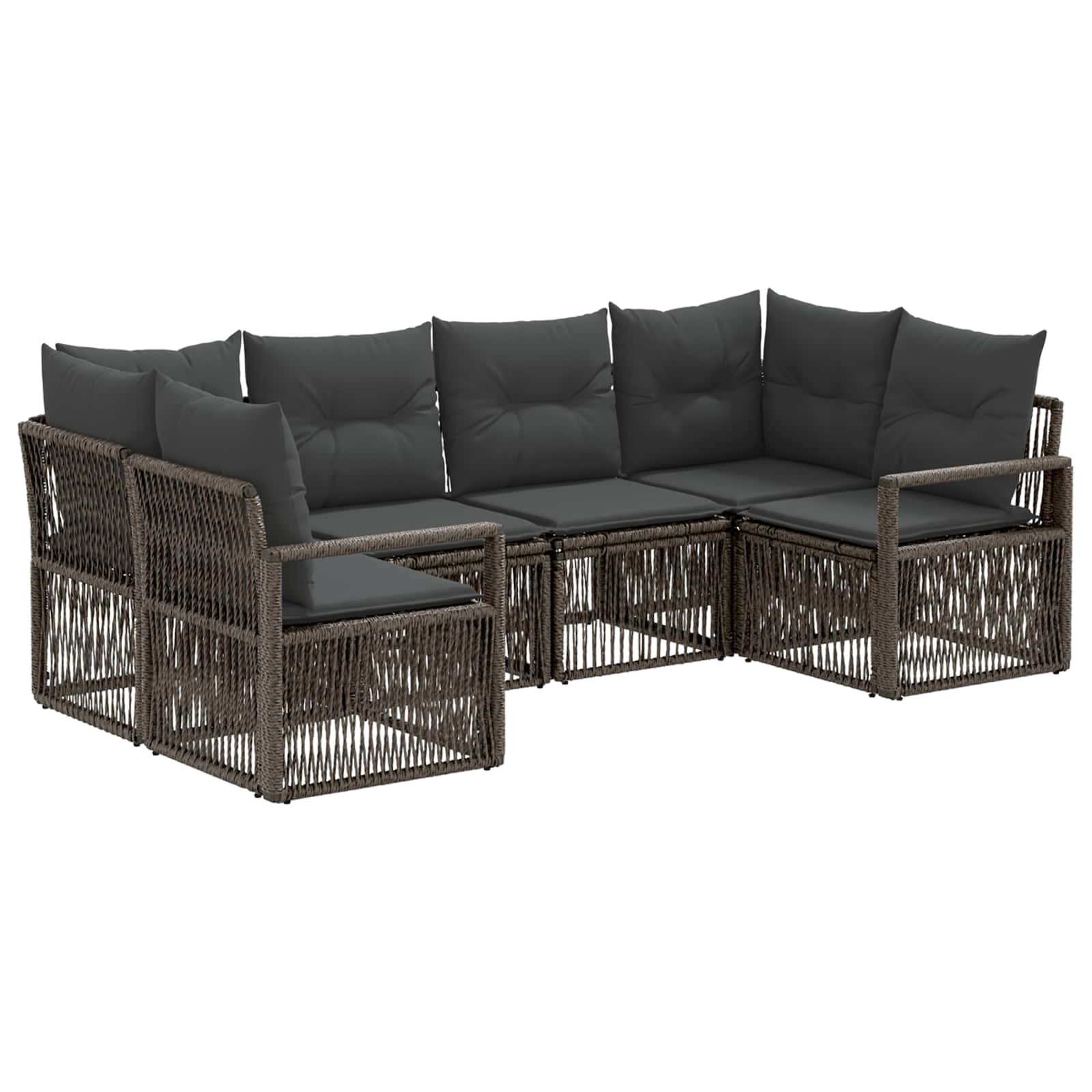 Gartensofa-set 6 stk. 6-Sitzanzahl Grau Poly-Rattan
