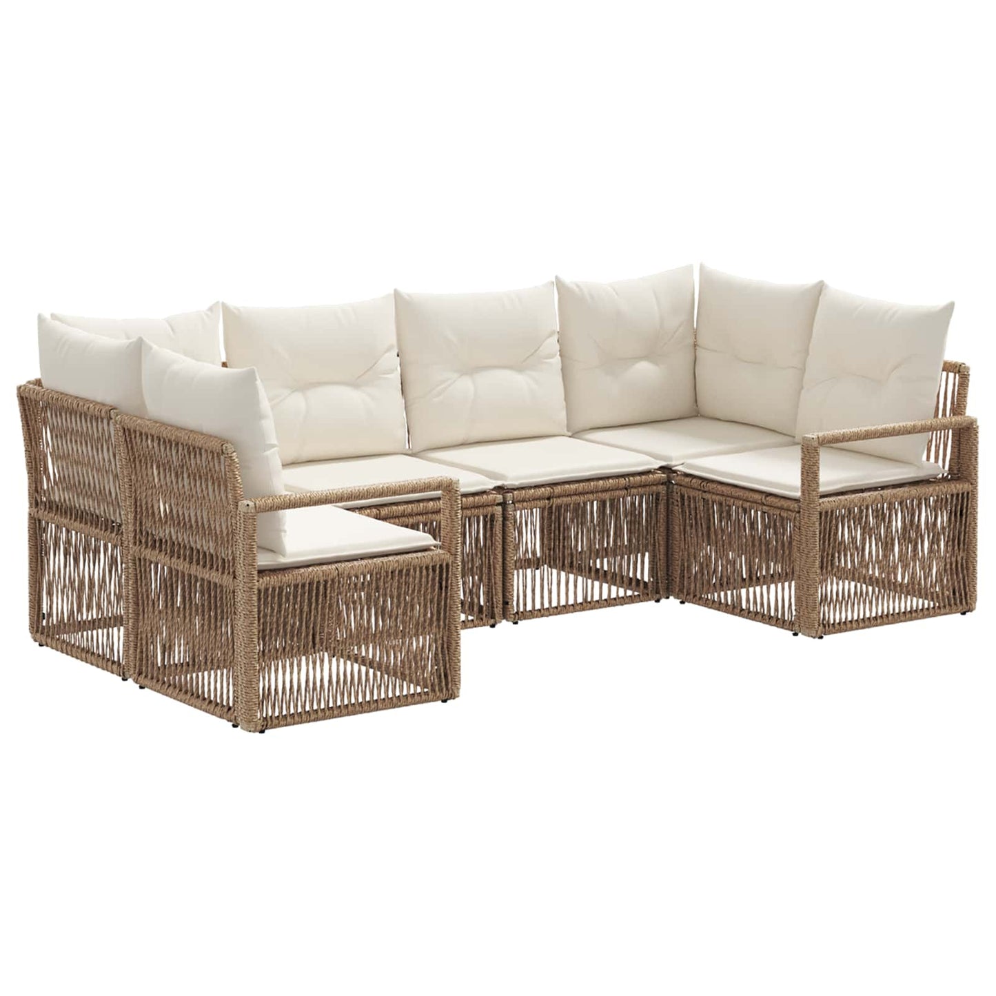 Gartensofa-set 6 stk. 6-Sitzanzahl Beige Poly-Rattan