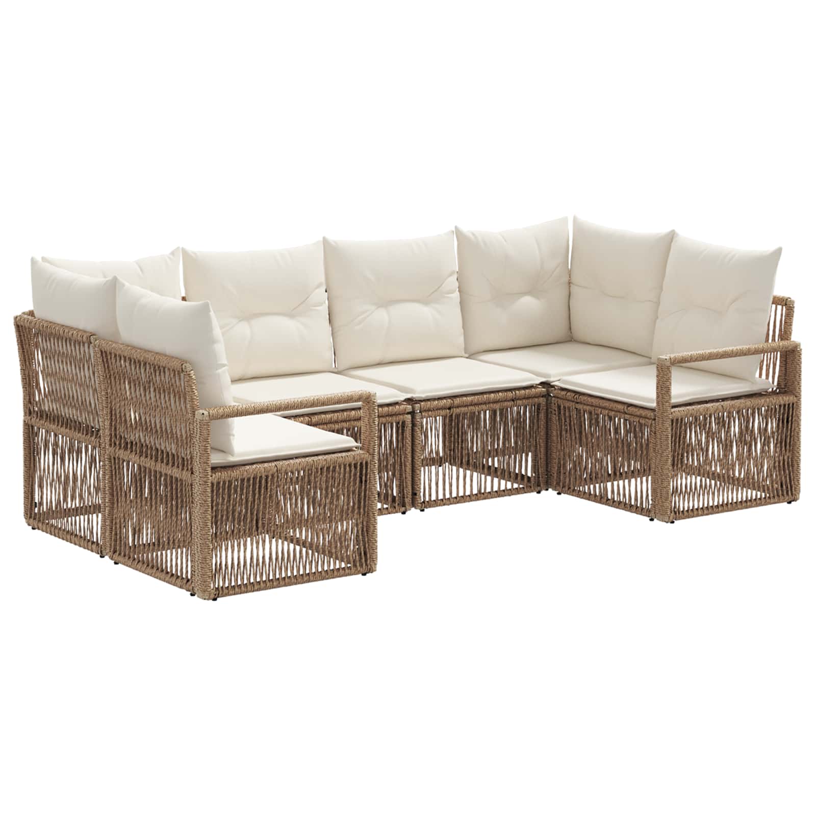 Gartensofa-set 6 stk. 6-Sitzanzahl Beige Poly-Rattan