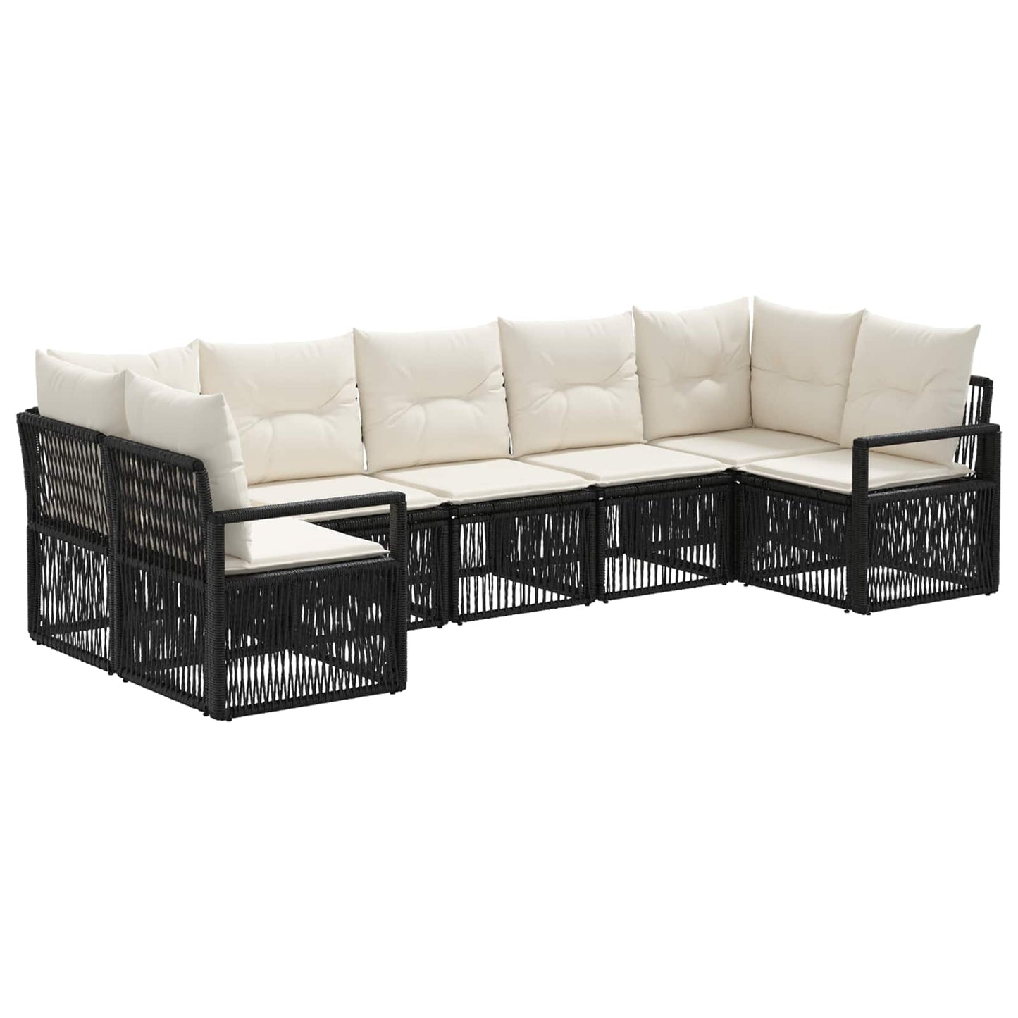 Gartensofa-set 7 stk. 7-Sitzanzahl Schwarz Poly-Rattan