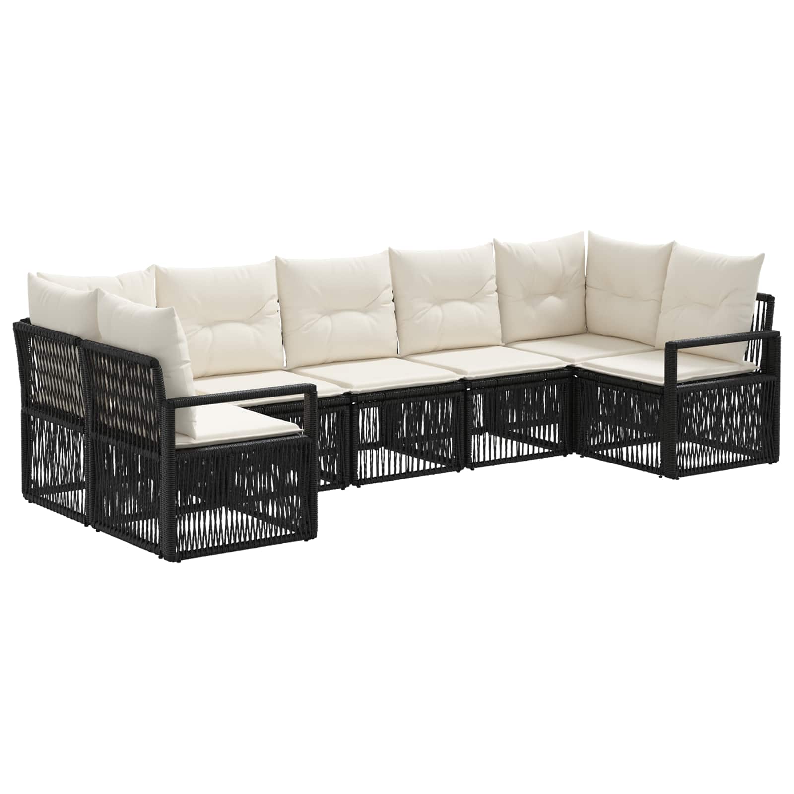 Gartensofa-set 7 stk. 7-Sitzanzahl Schwarz Poly-Rattan