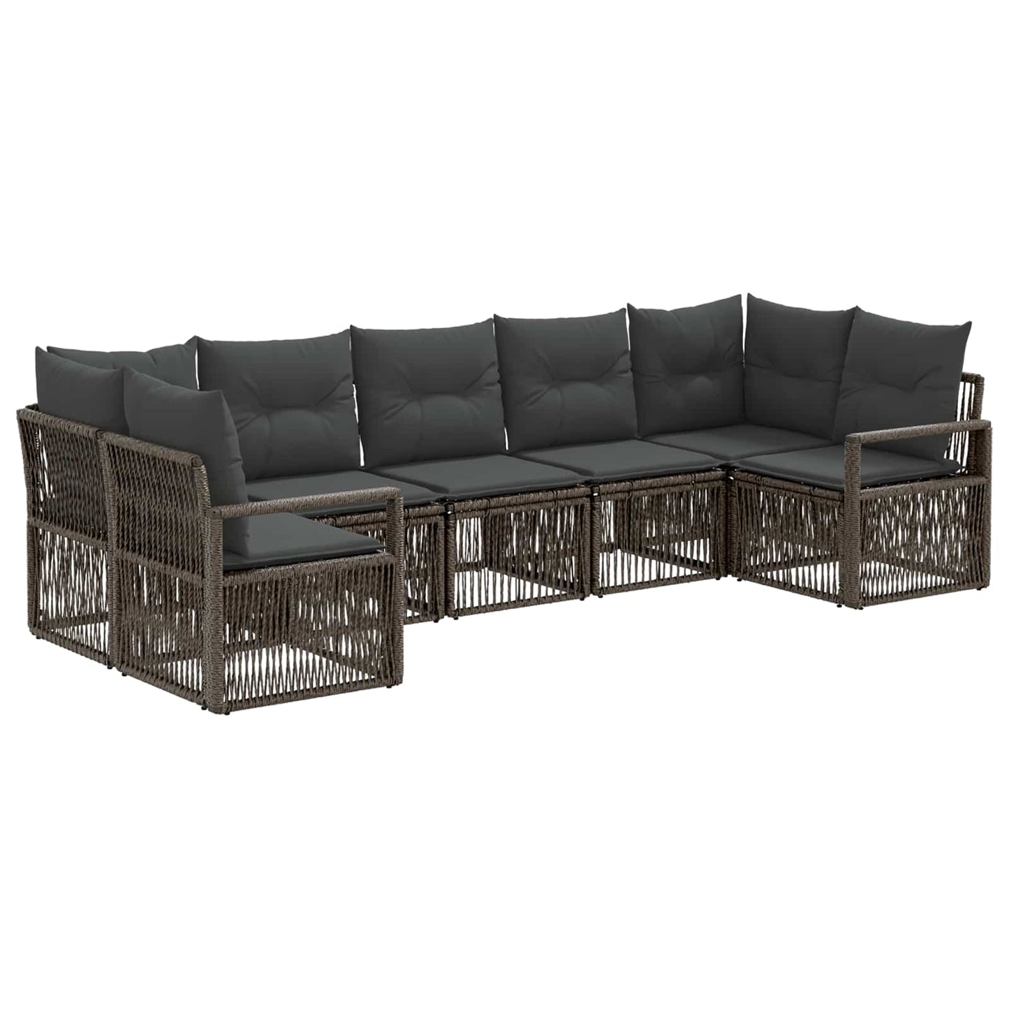 Gartensofa-set 7 stk. 7-Sitzanzahl Grau Poly-Rattan